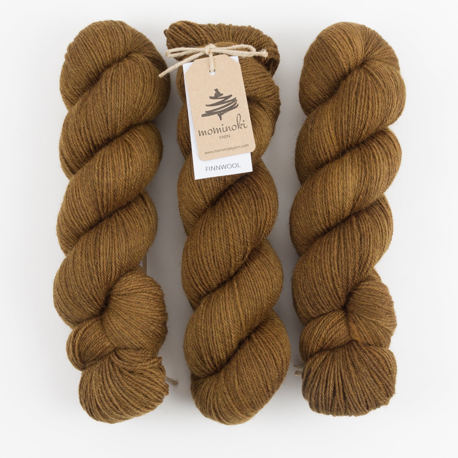 Mominoki Yarn FINNWOOL - HAZELNUT Wool Fingering brown Yarn