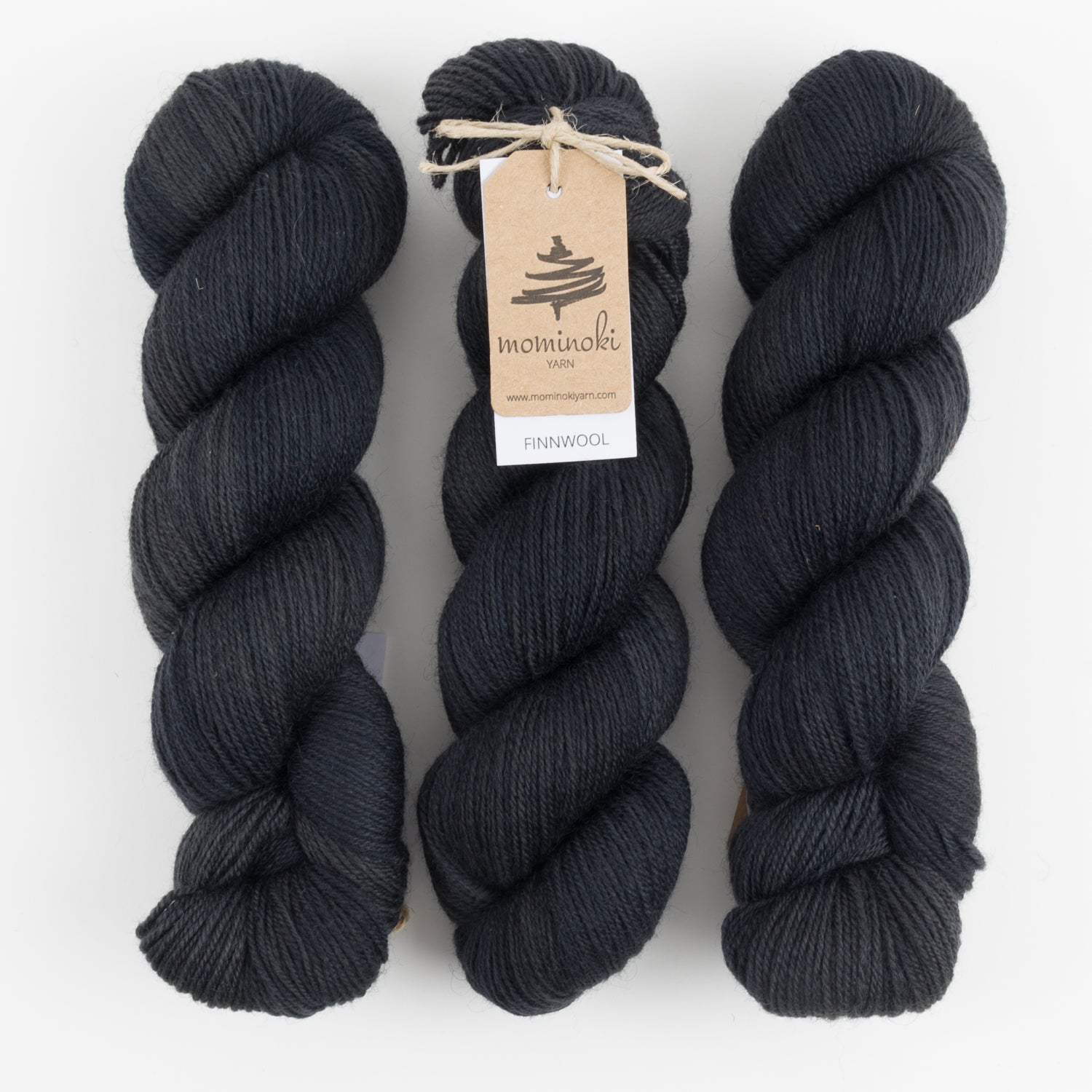 Mominoki Yarn FINNWOOL - INK Wool Fingering black Yarn
