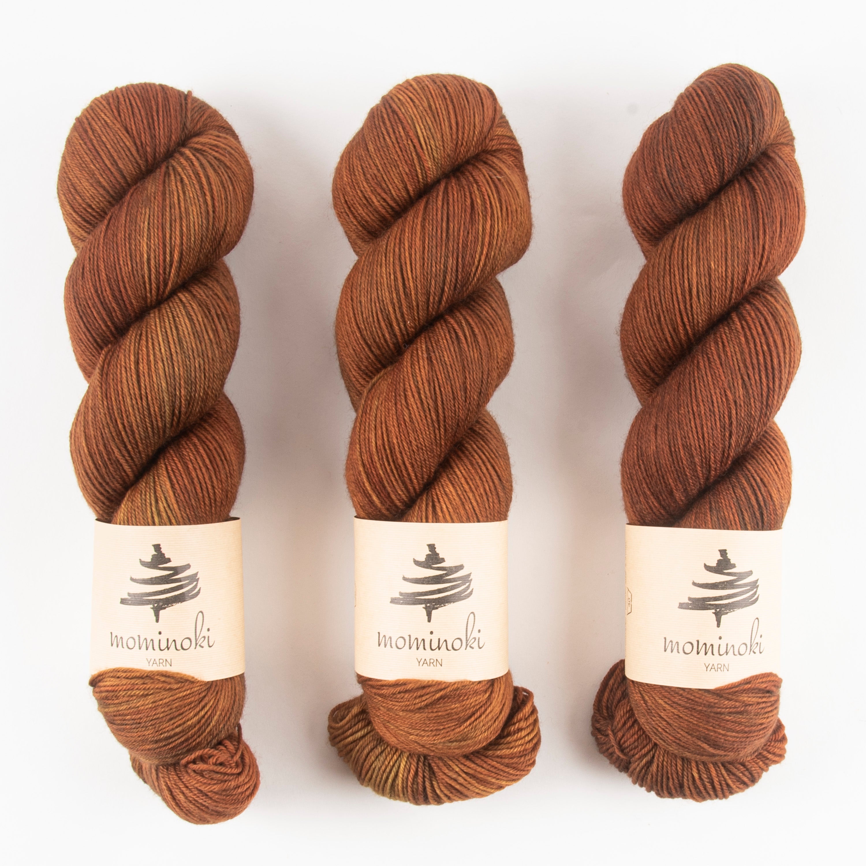Mominoki Yarn SOCK FINE 4PLY - CHESTNUT Polyamide Merino wool Fingering brown Yarn