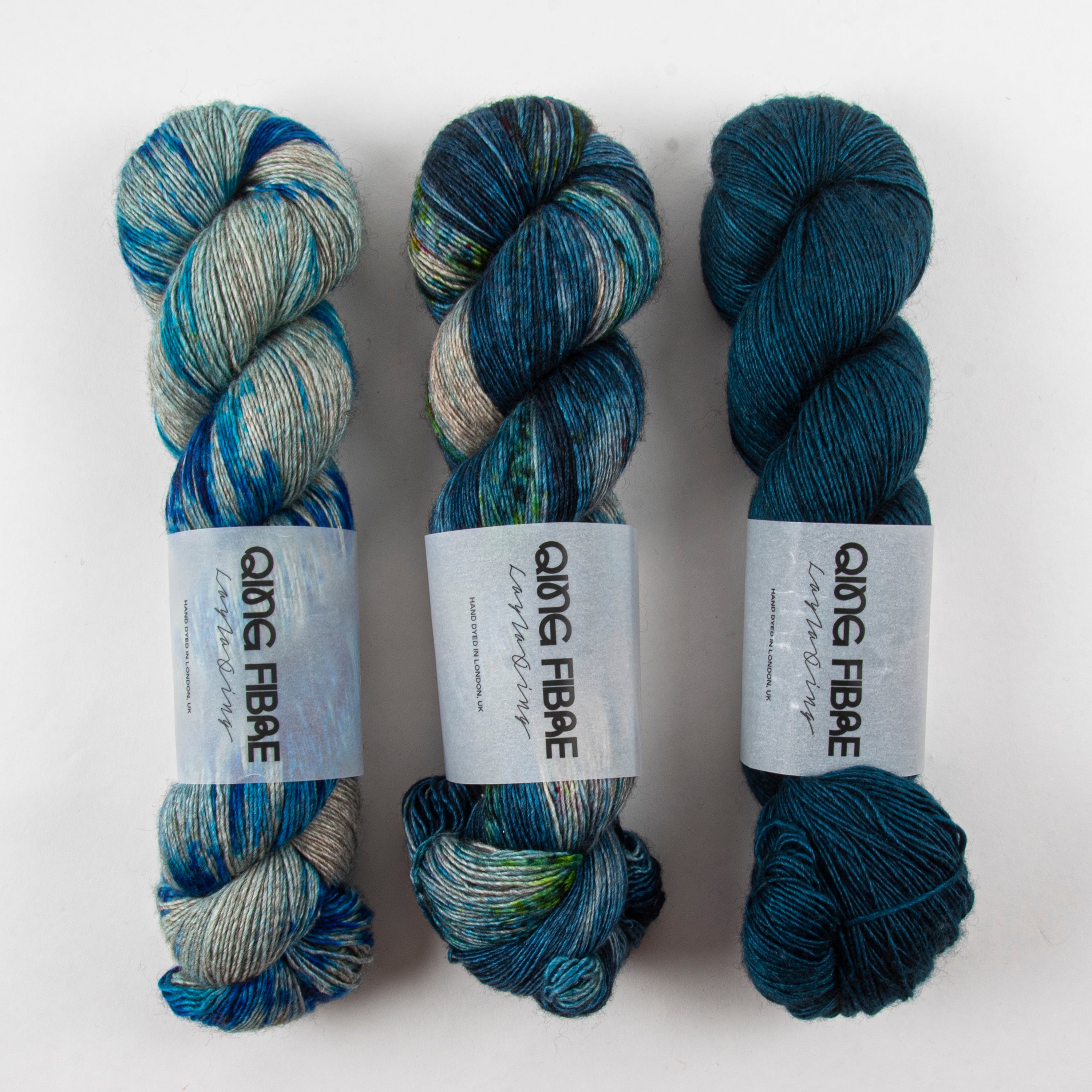 Qing Fibre KASHMIR OKINAMI Merino wool Silk Yak Fingering Quick Kits