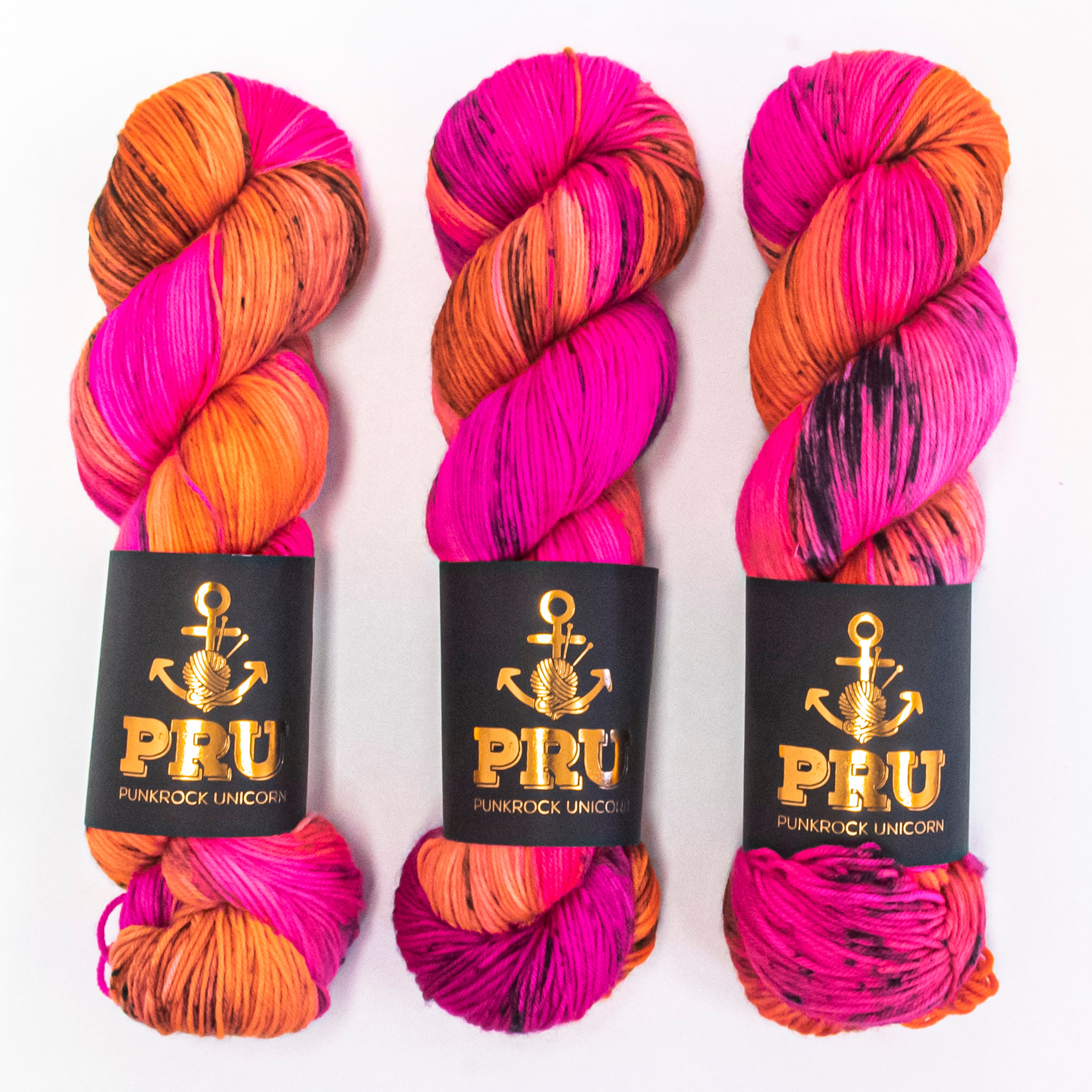 Punk Rock Unicorn SOUL - FIRECRACKER Merino wool Nylon Fingering  Sock pink neon Yarn