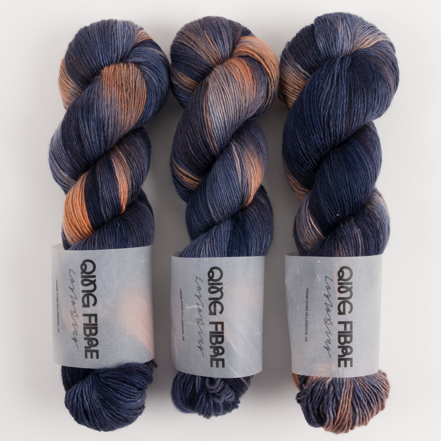 Qing Fibre DASHING SASSY - CANYON Merino wool Fingering blue Yarn