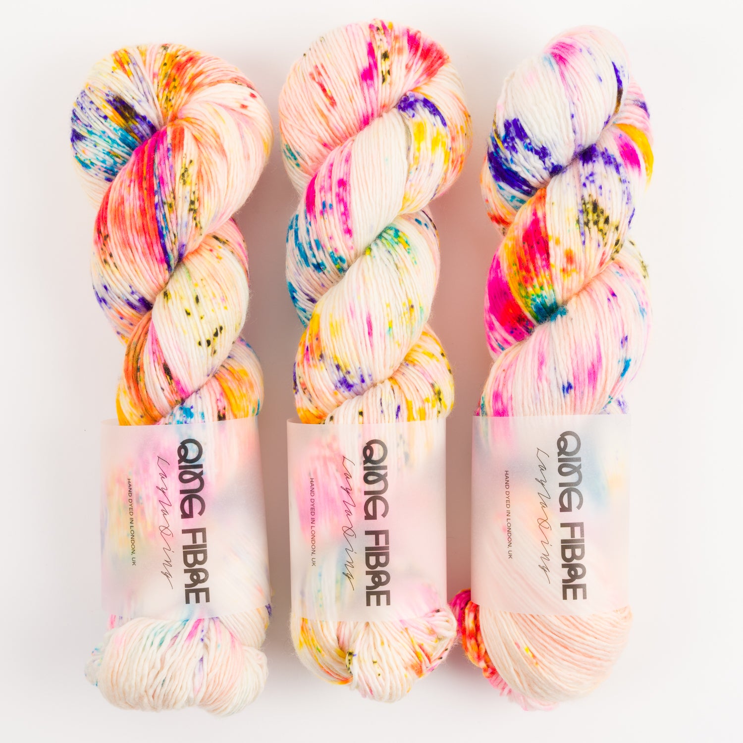 Qing Fibre DASHING SASSY - CONFETTI Merino wool Fingering cream Yarn