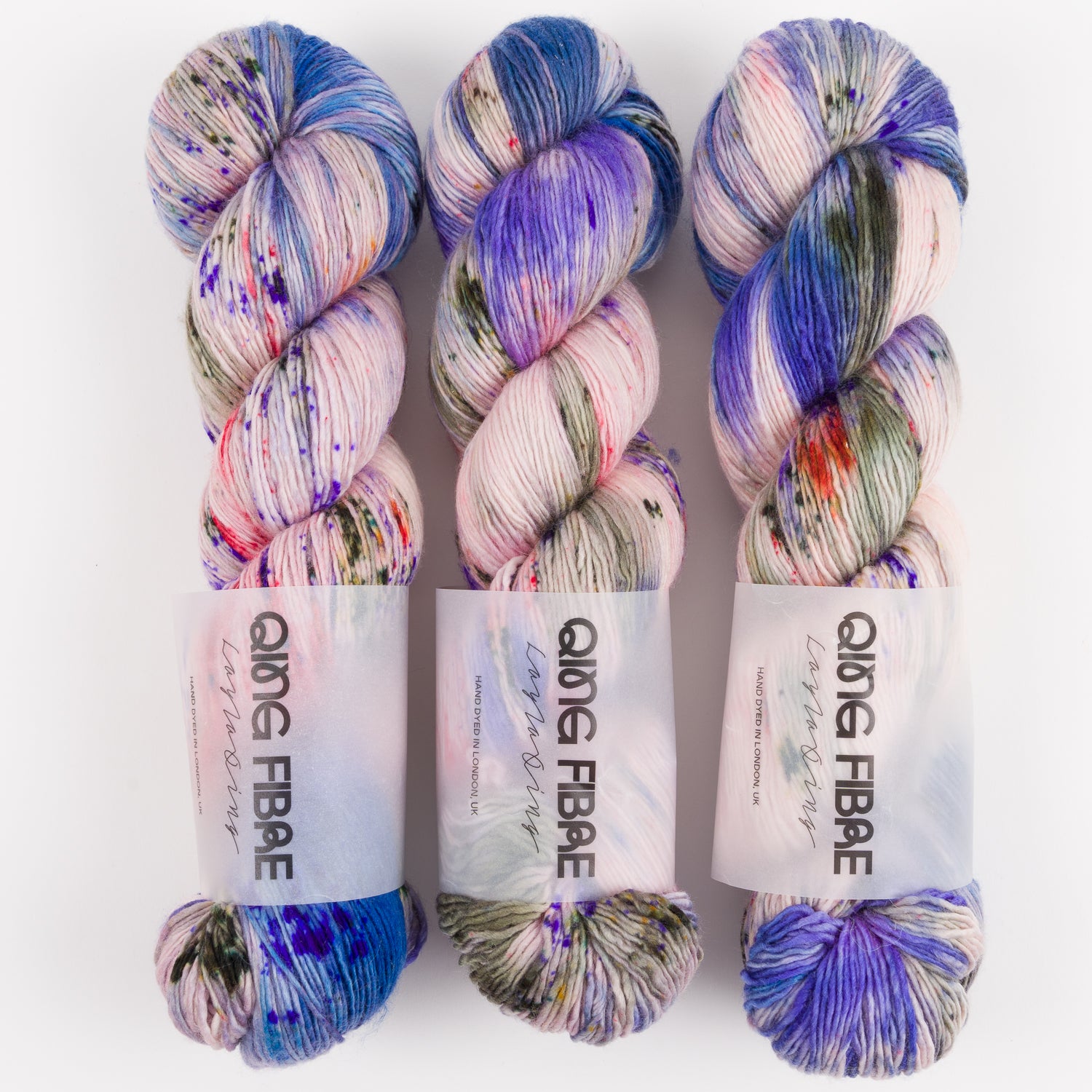Qing Fibre DASHING SASSY - CORNFLOWER Merino wool Fingering multicolour pink Yarn