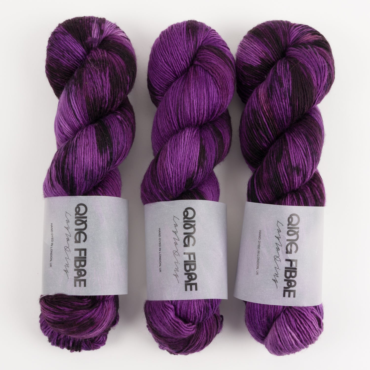 Qing Fibre DASHING SASSY - DARK CHERRY Merino wool Fingering purple Yarn