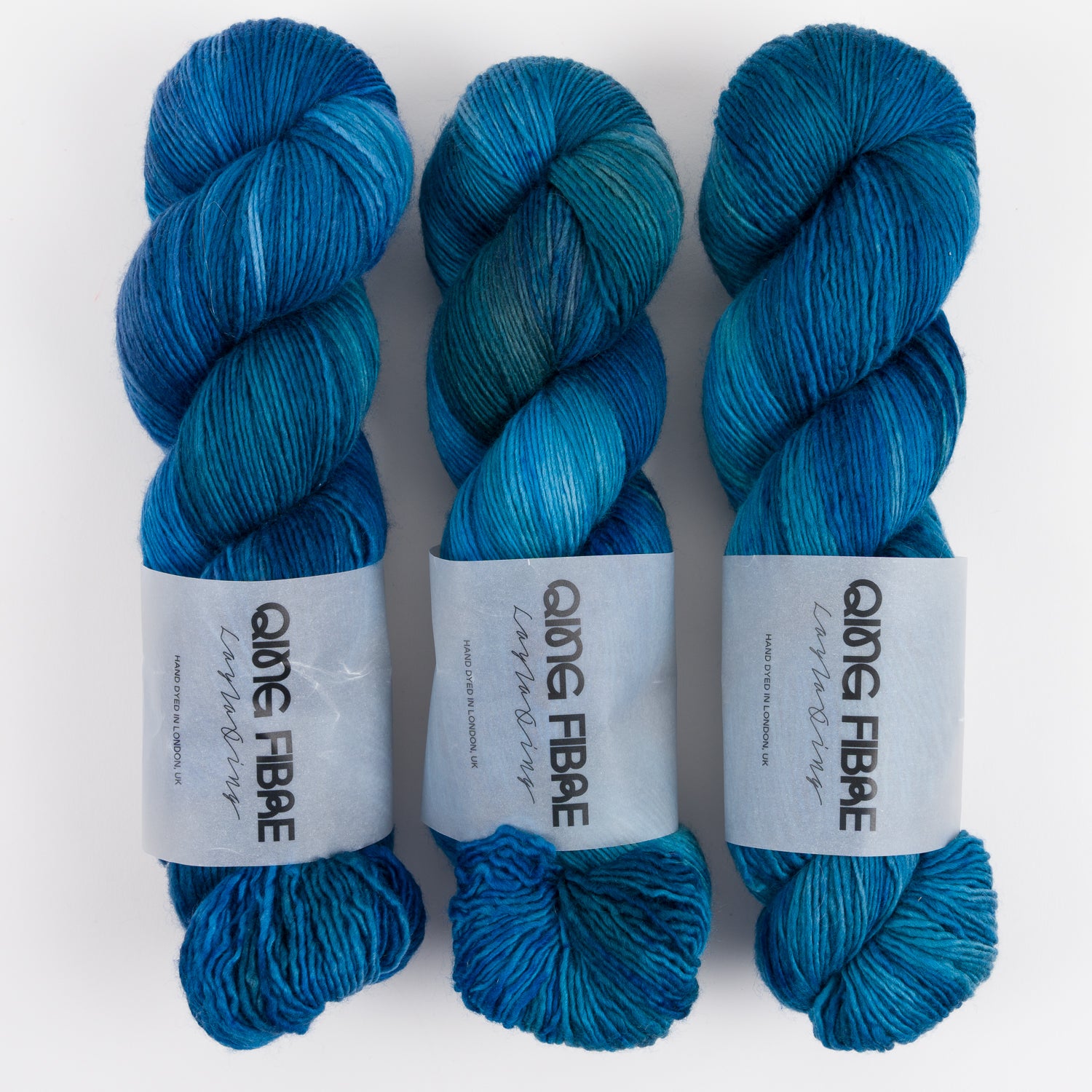 Qing Fibre DASHING SASSY - DEEP SEA Merino wool Fingering blue Yarn