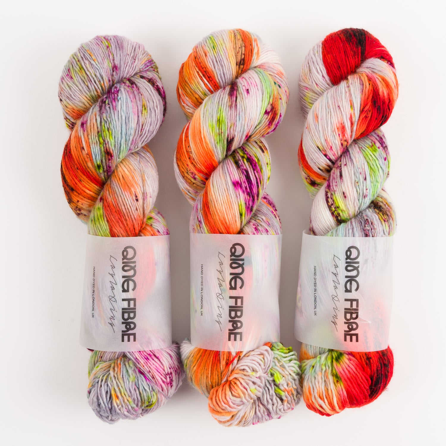 Qing Fibre DASHING SASSY - HURRICANE Merino wool Fingering multicolour Yarn