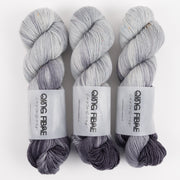 Qing Fibre DASHING SASSY - LUNAR Merino wool Fingering grey Yarn
