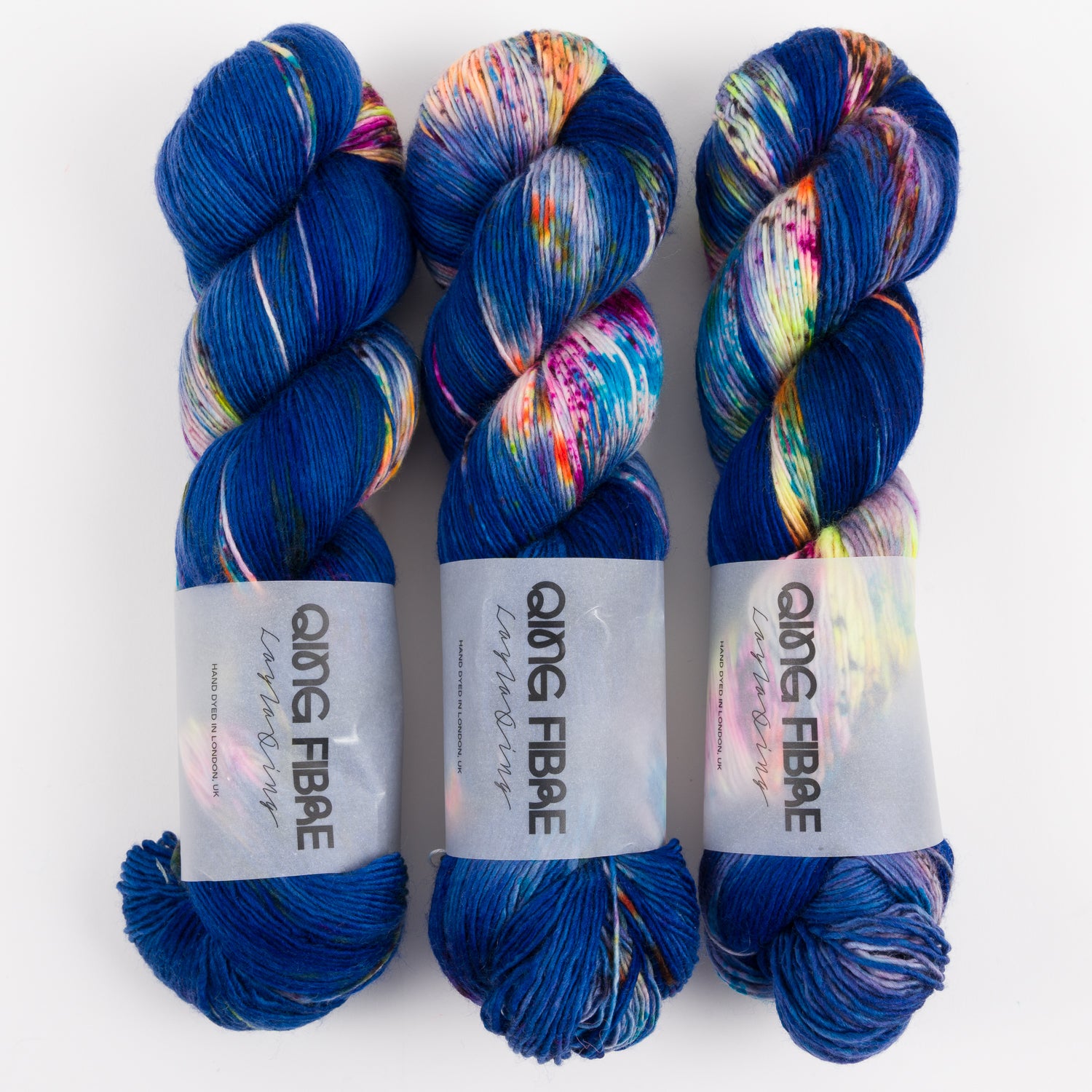 Qing Fibre DASHING SASSY - MANTA RAY Merino wool Fingering blue multicolour Yarn