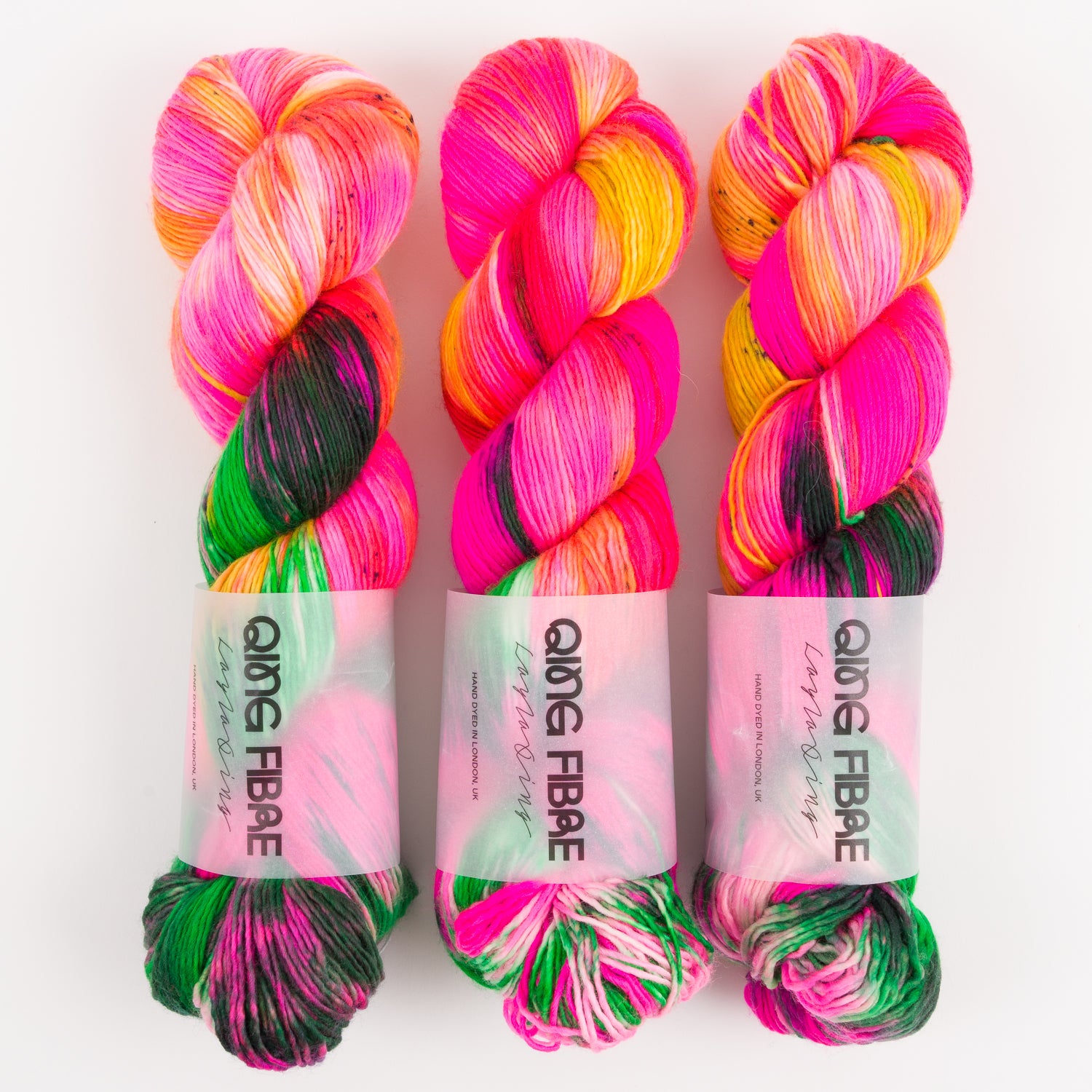 Qing Fibre DASHING SASSY - MID SUMMER Merino wool Fingering multicolour pink Yarn