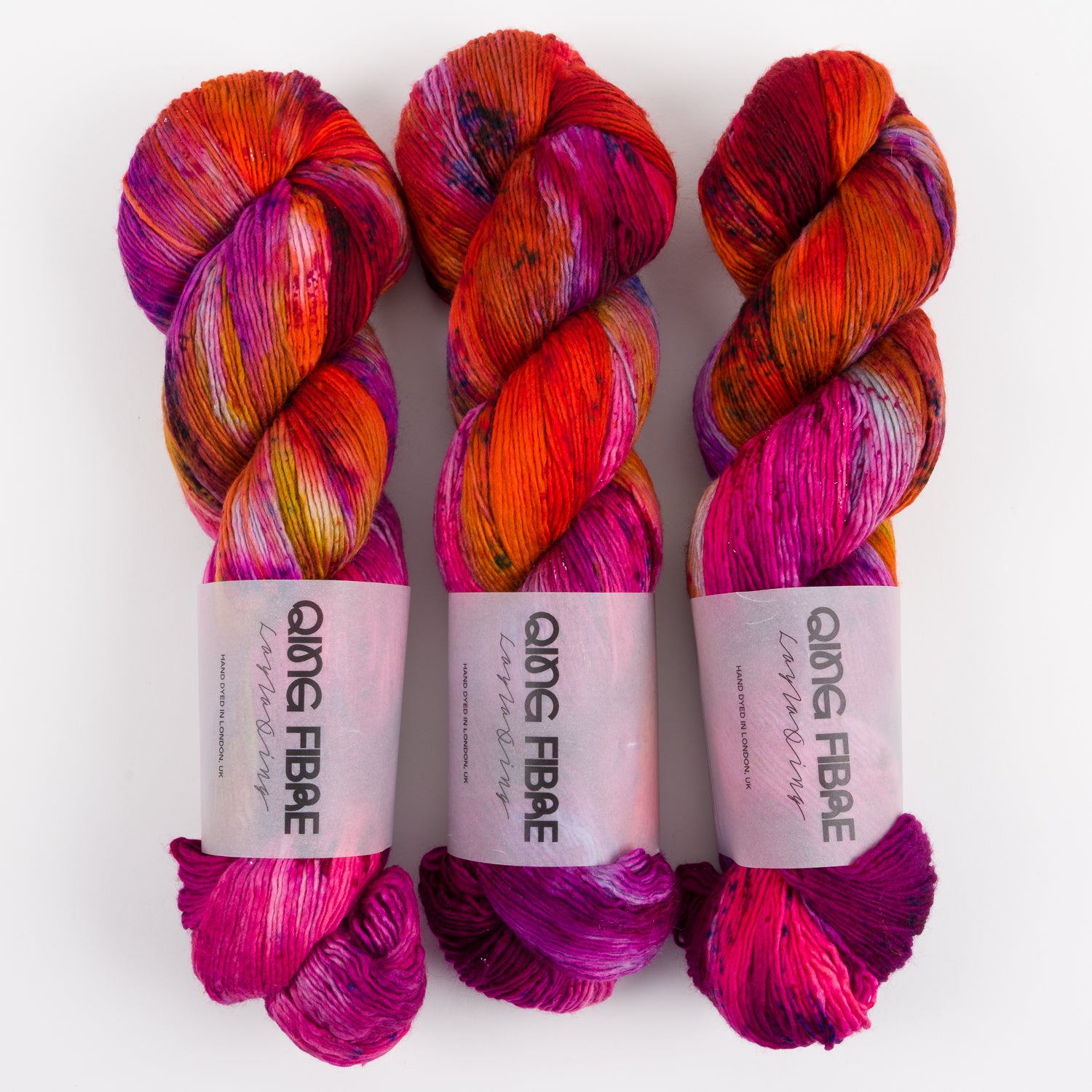 Qing Fibre DASHING SASSY - NEBULA Merino wool Fingering multicolour red Yarn
