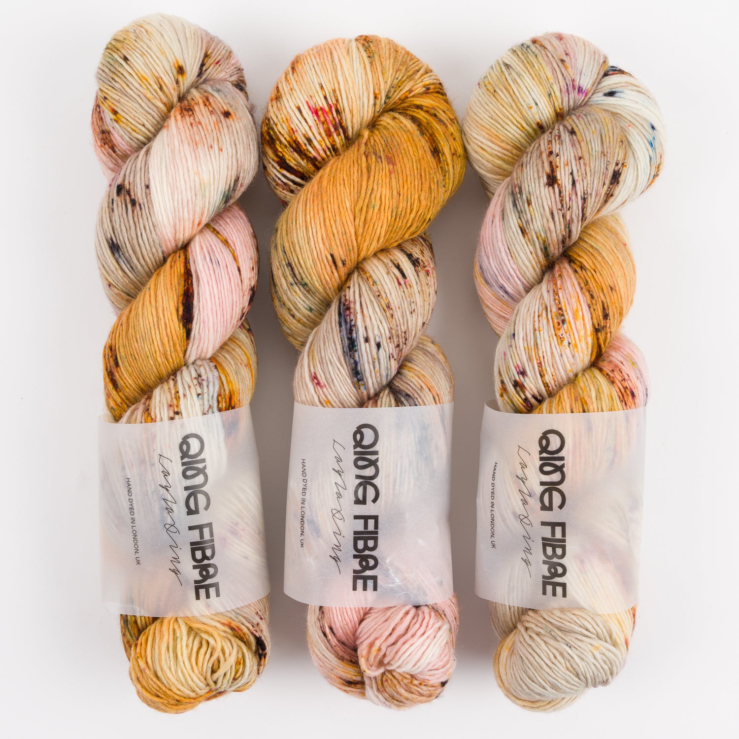 Qing Fibre DASHING SASSY - SALT MARSH Merino wool Fingering yellow multicolour beige Yarn