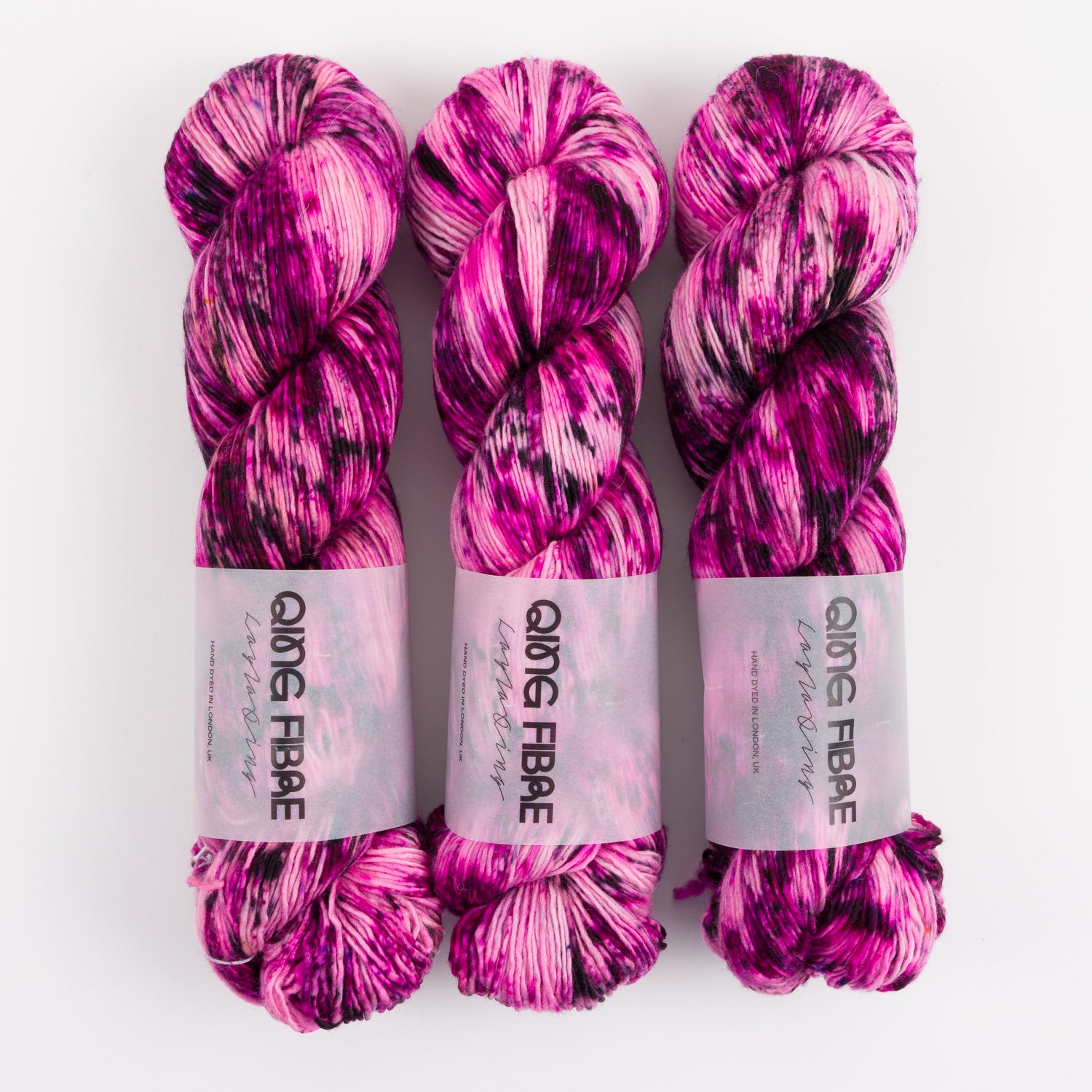 Qing Fibre DASHING SASSY - SIBERIA Merino wool Fingering pink purple Yarn