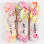 Qing Fibre DASHING SASSY - SOFT LEMON Merino wool Fingering yellow pink multicolour Yarn
