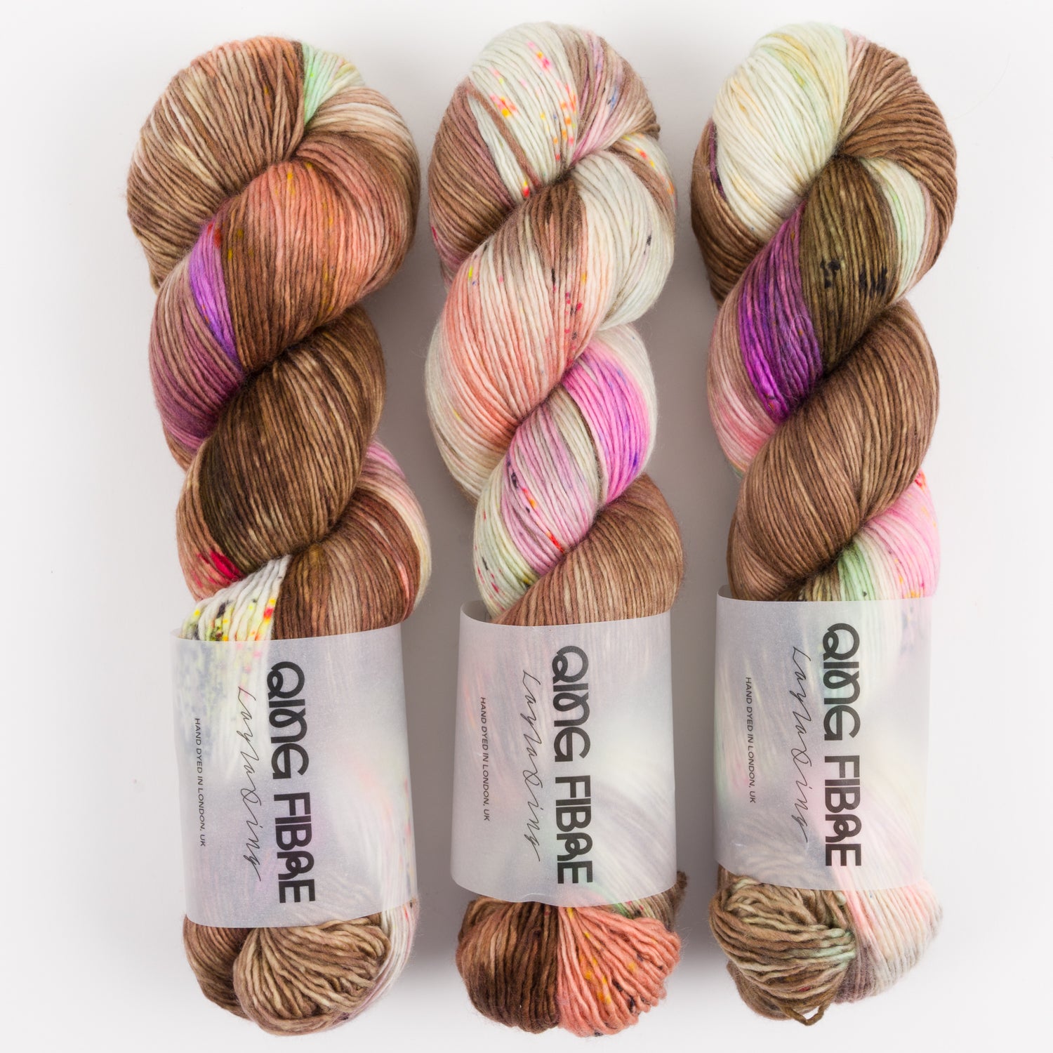 Qing Fibre DASHING SASSY - TAIGA Merino wool Fingering brown multicolour Yarn