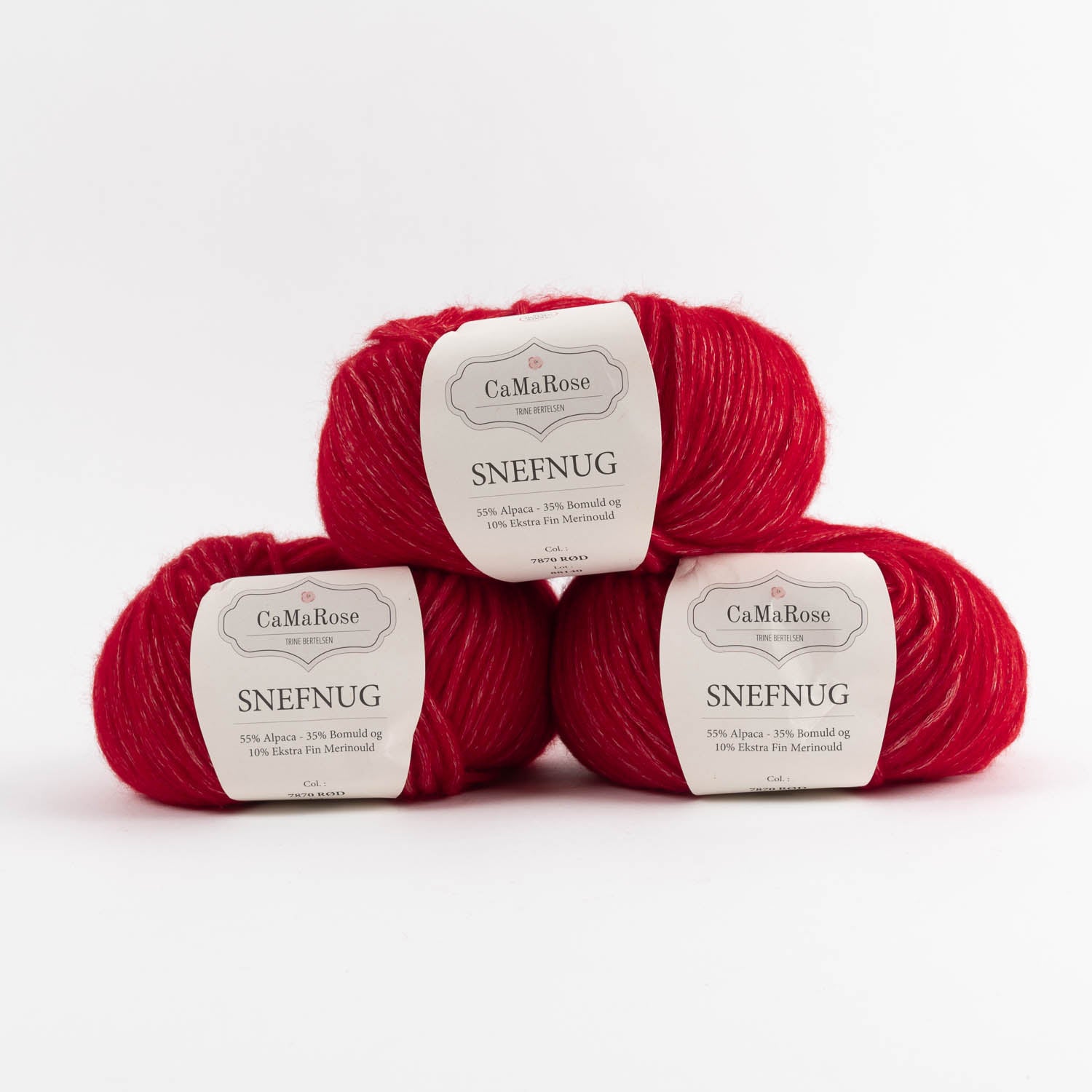 CaMaRose SNEFNUG - RØD Alpaca Cotton Merino wool Aran red Yarn