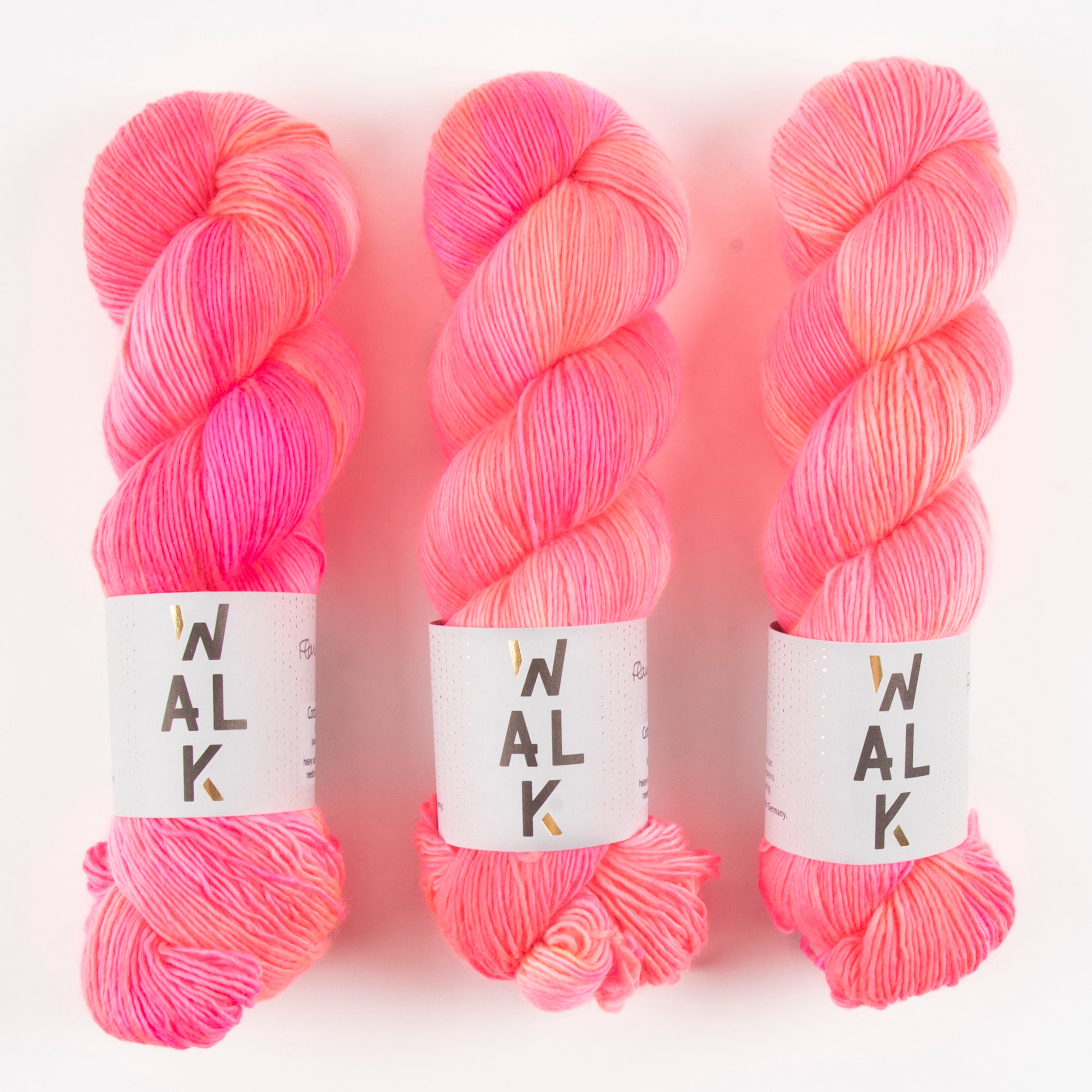 WALK Collection COTTAGE MERINO - FLAMINGO PINK Merino wool Fingering pink neon Yarn