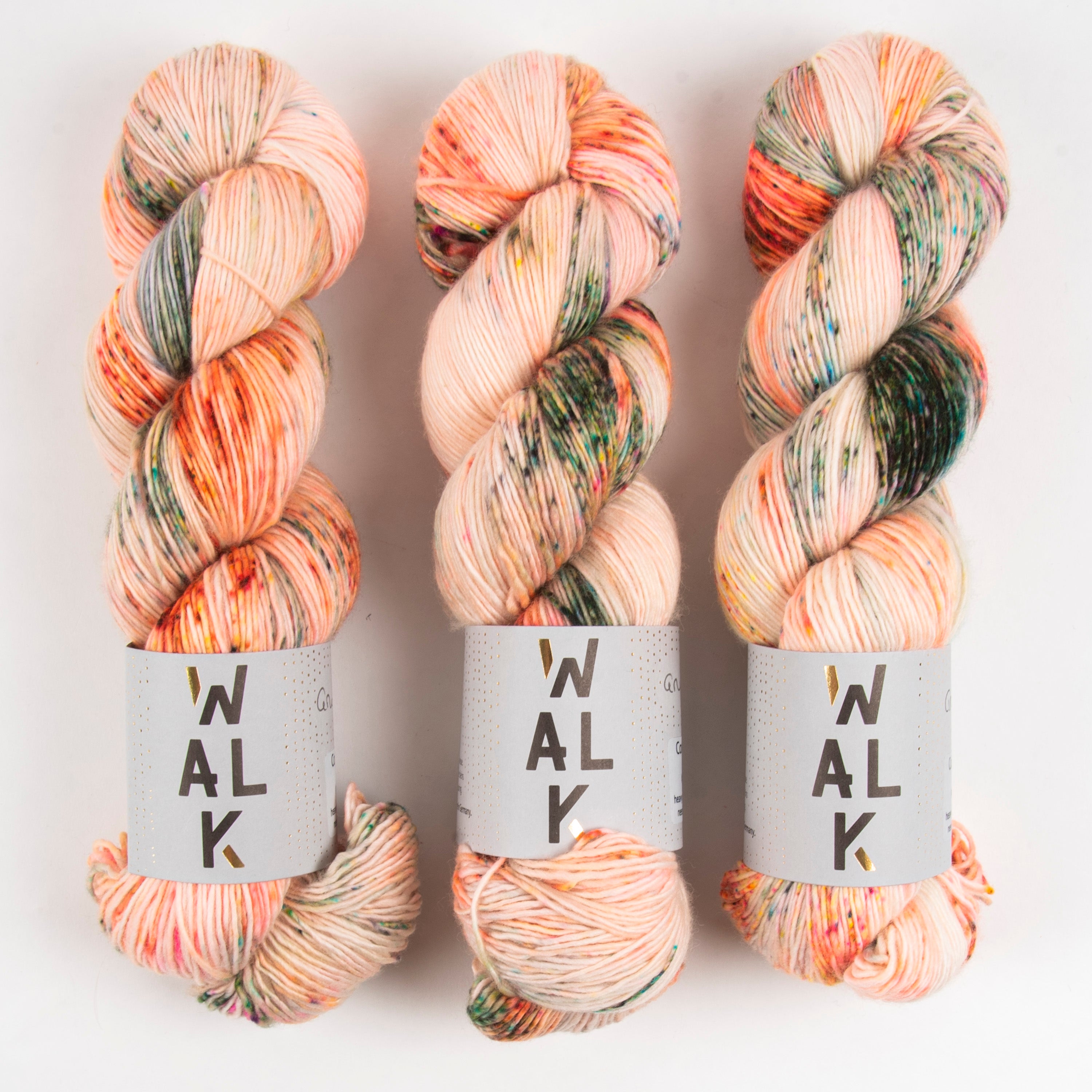 WALK Collection COTTAGE MERINO - GRUNGE PEACH Merino wool Fingering peach multicolor Yarn