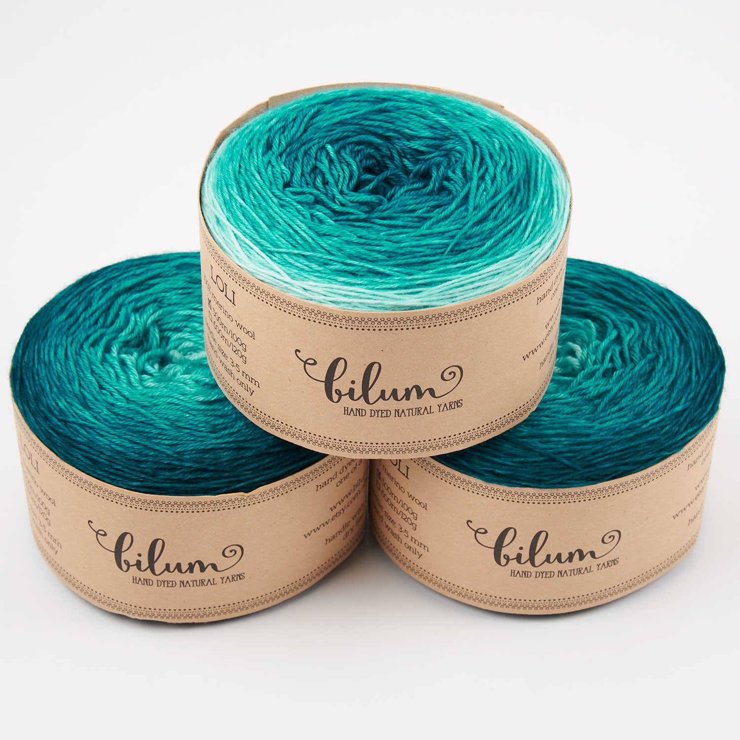 Bilum LOLI - 02 SIMON Merino wool Fingering turquoise blue Yarn