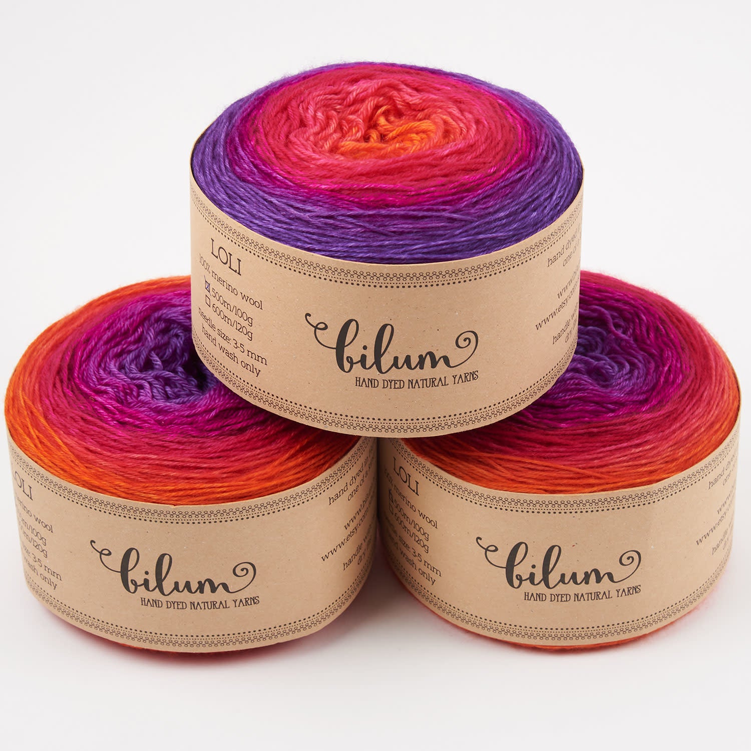 Bilum LOLI - 03 VIKI Merino wool Fingering red purple multicolor Yarn