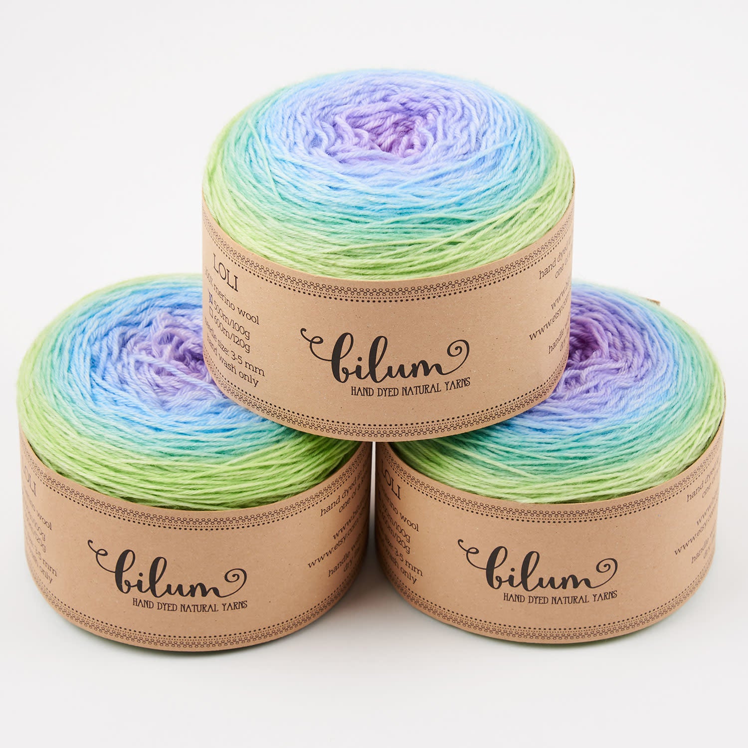 Bilum LOLI - 07 LOLKA Merino wool Fingering rainbow purple green Yarn