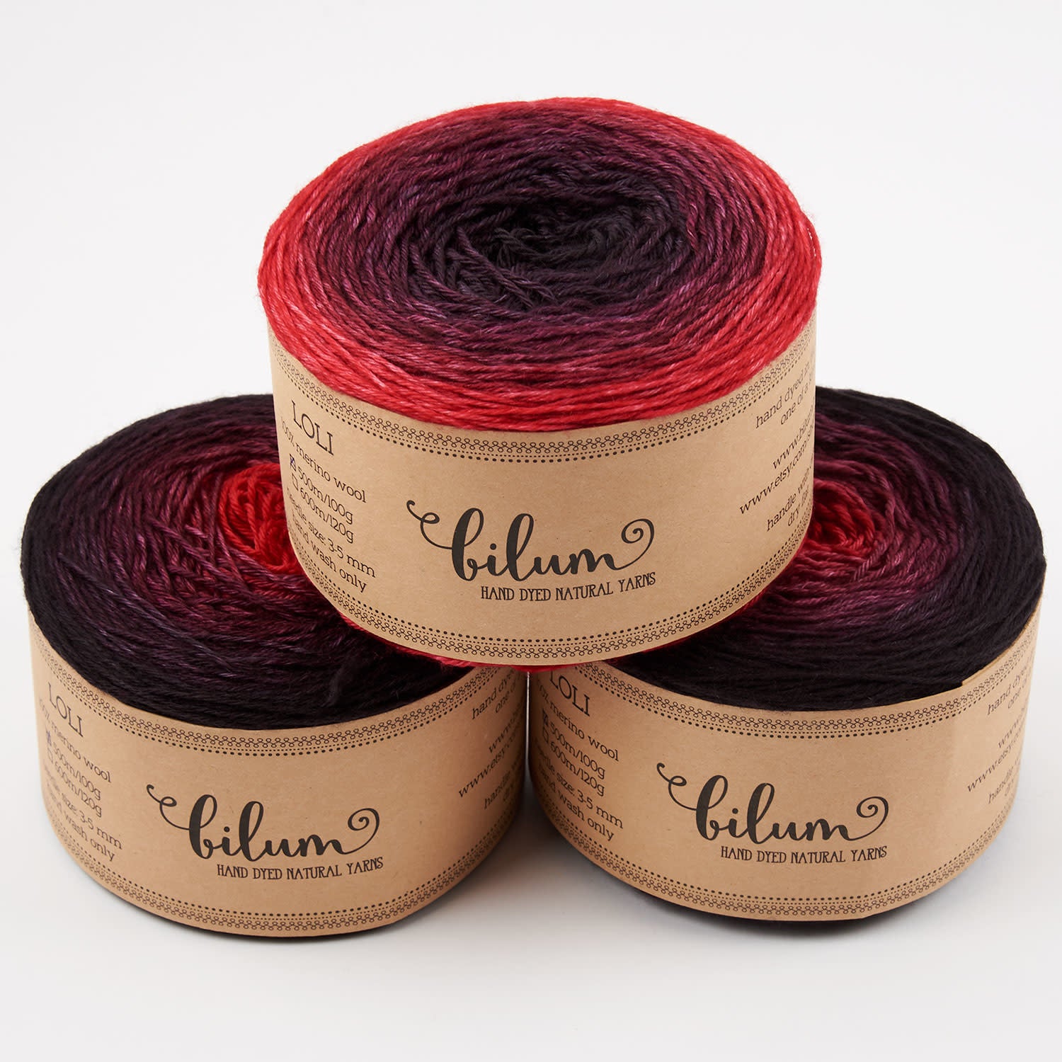 Bilum LOLI - 10 BEA Merino wool Fingering black red Yarn