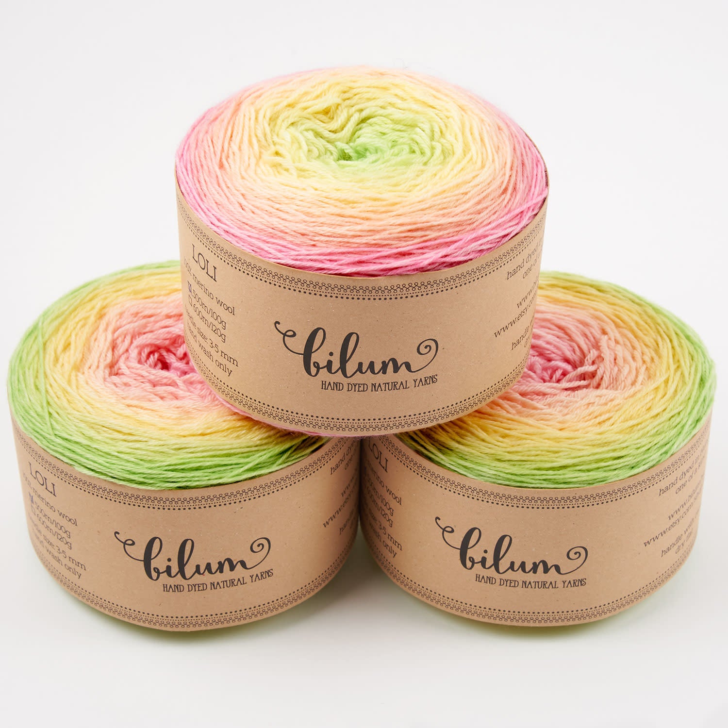 Bilum LOLI - 11 BORKA Merino wool Fingering rainbow multicolour Yarn