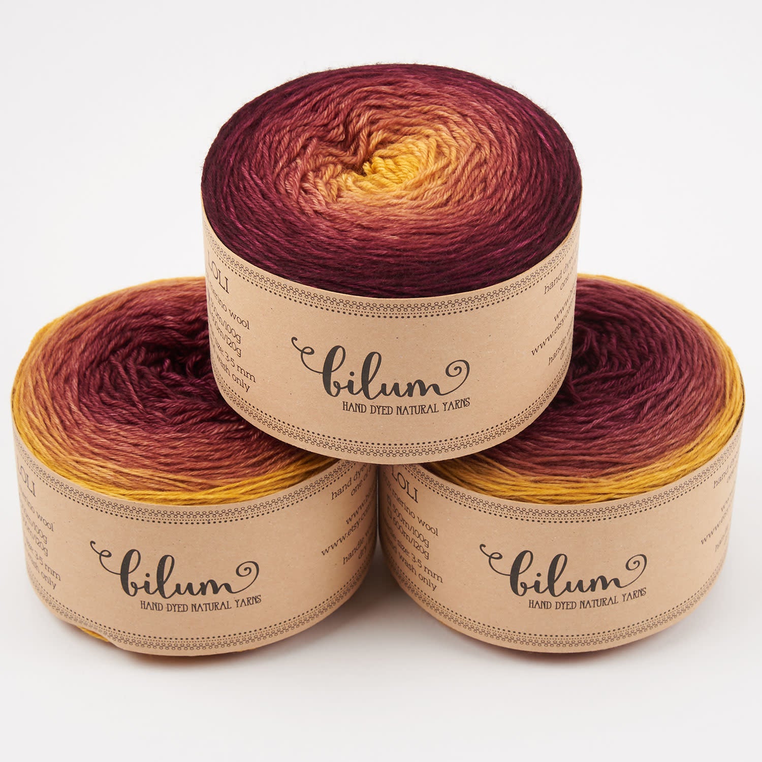 Bilum LOLI - 16 DÓRA Merino wool Fingering yellow brown Yarn