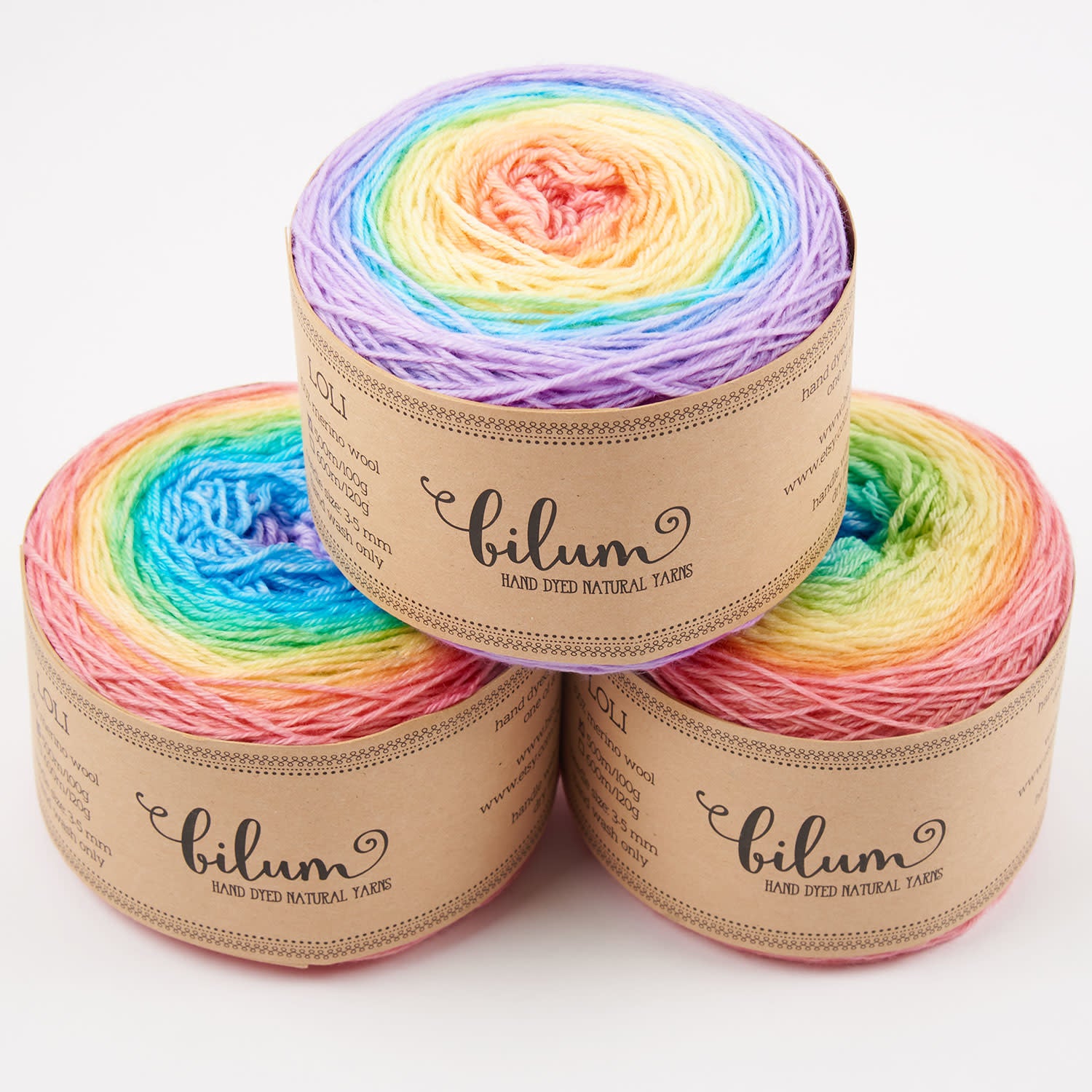Bilum LOLI - 17 HELKA Merino wool Fingering rainbow Yarn