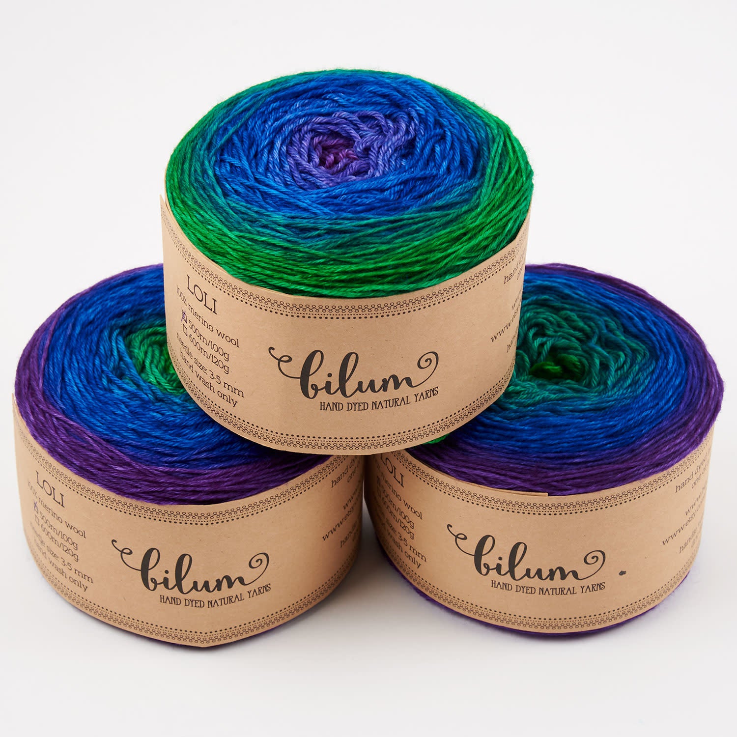 Bilum LOLI - 20 MERSE Merino wool Fingering blue multicolor Yarn