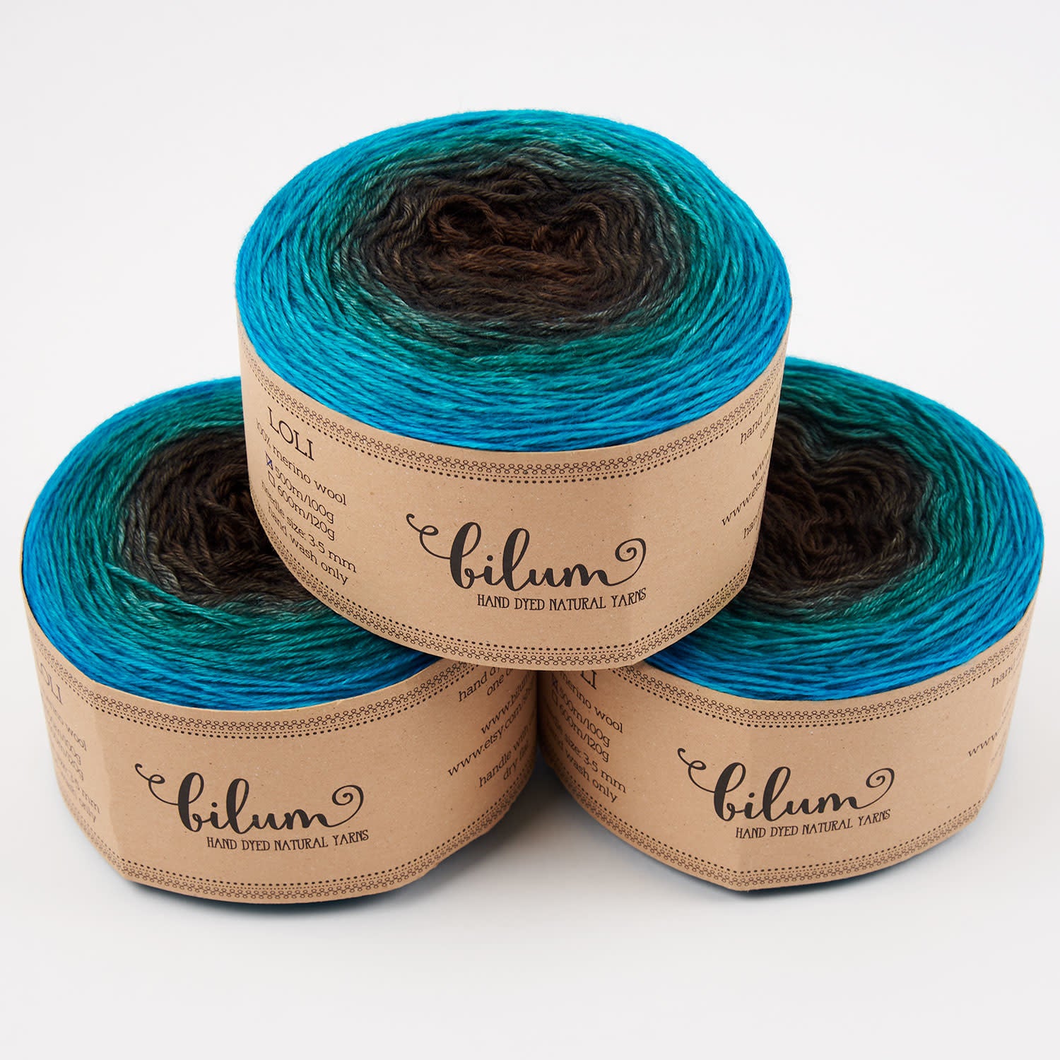 Bilum LOLI - 21 RENATA Merino wool Fingering brown blue multicolor Yarn