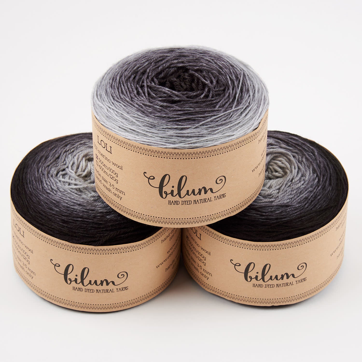 Bilum LOLI - 30 SZILÁRD Merino wool Fingering black grey Yarn