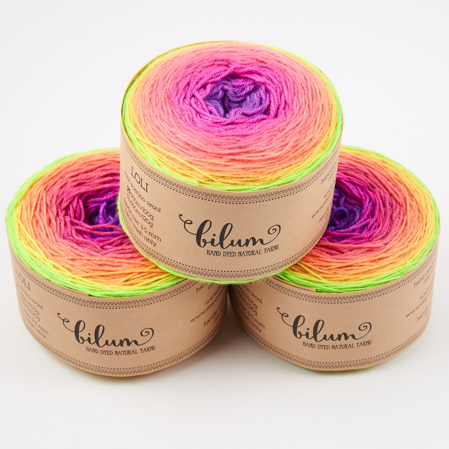 Bilum LOLI - 37 IZABELLA Merino wool Fingering neon multicolour Yarn