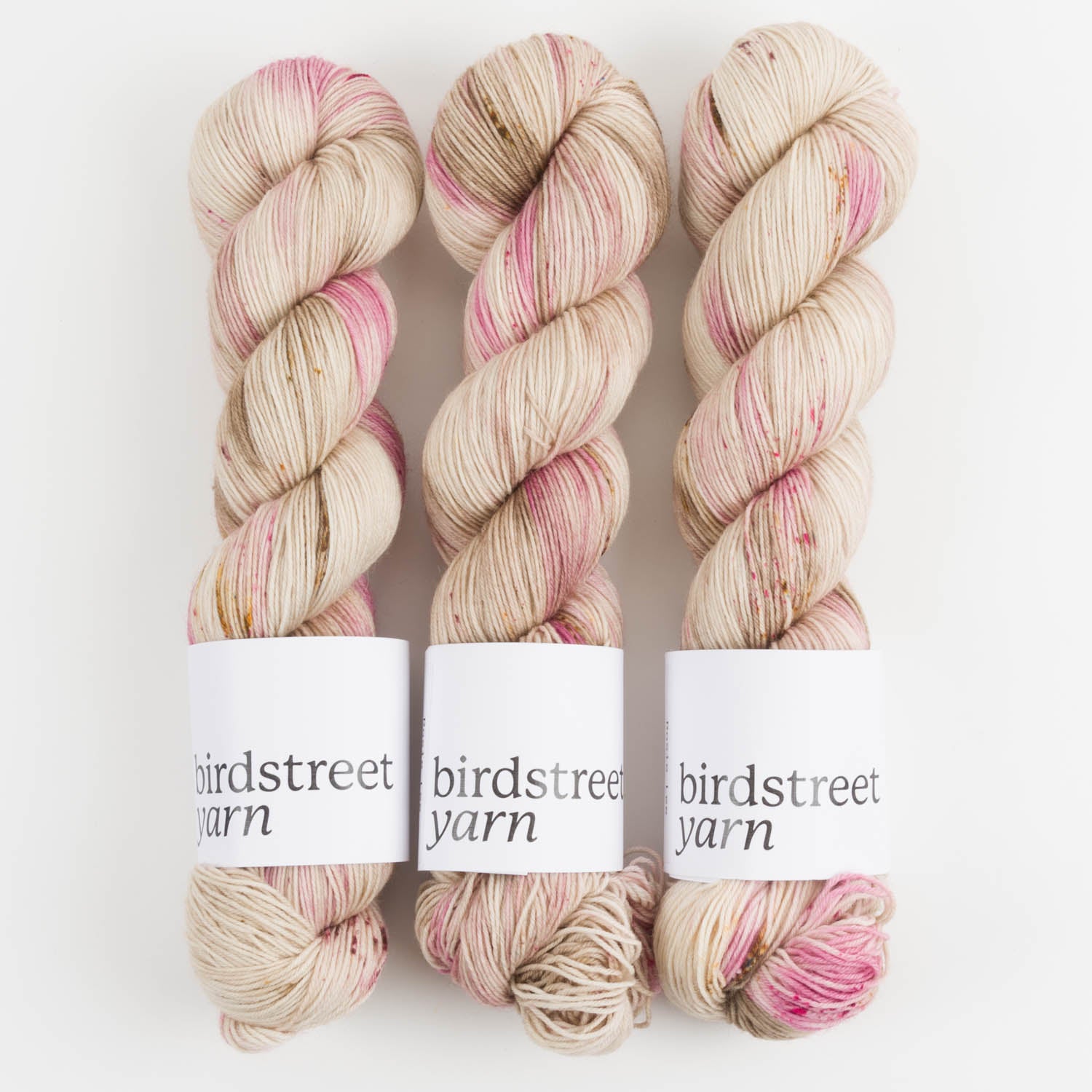 Birdstreet Yarn BIRDSTREET BFL - ROSIE LEE BFL Wool Blue Faced Leicester Nylon Fingering beige pink Yarn