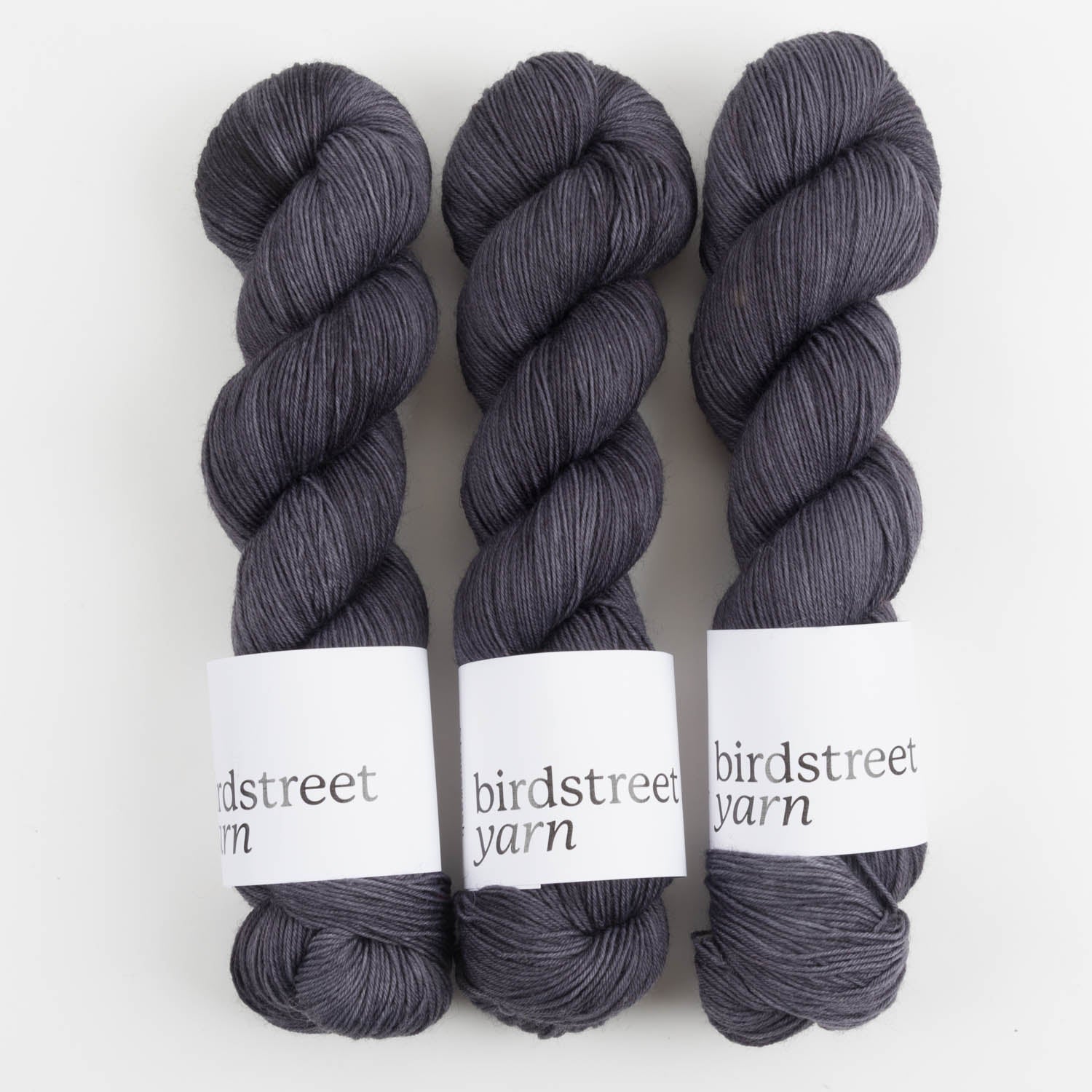 Birdstreet Yarn BIRDSTREET BFL - STONEWASH BFL Wool Blue Faced Leicester Nylon Fingering grey Yarn