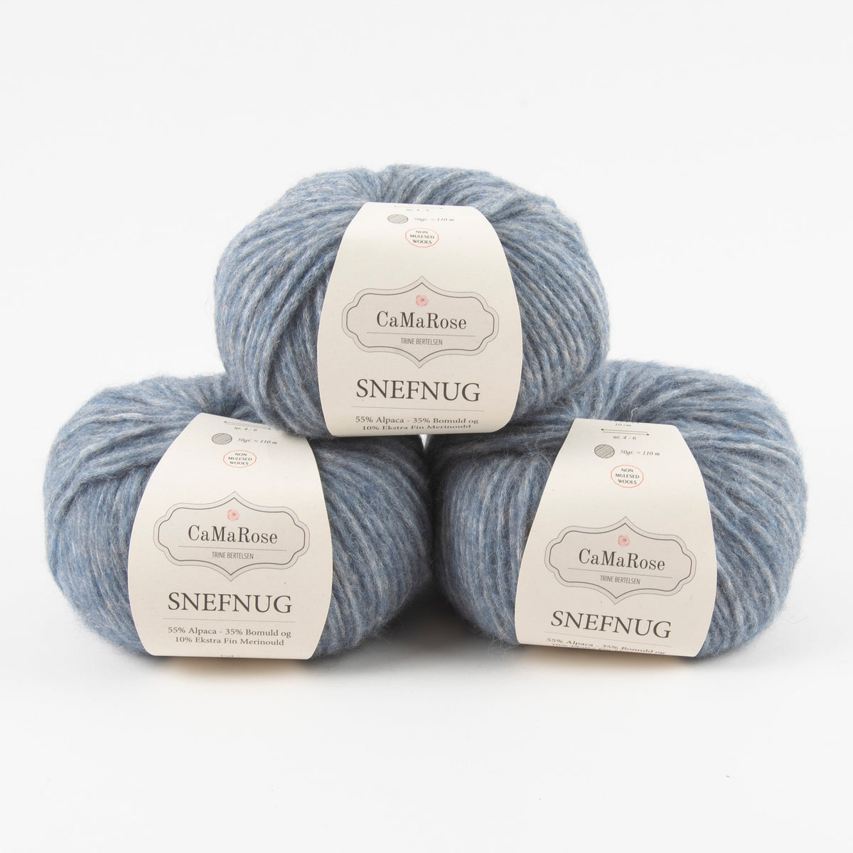 CaMaRose SNEFNUG - JEANSBLÅ Alpaca Cotton Merino wool Aran blue Yarn