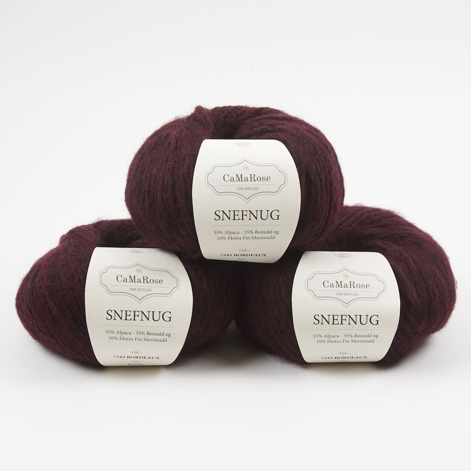 CaMaRose SNEFNUG - BORDEAUX Alpaca Cotton Merino wool Aran red Yarn