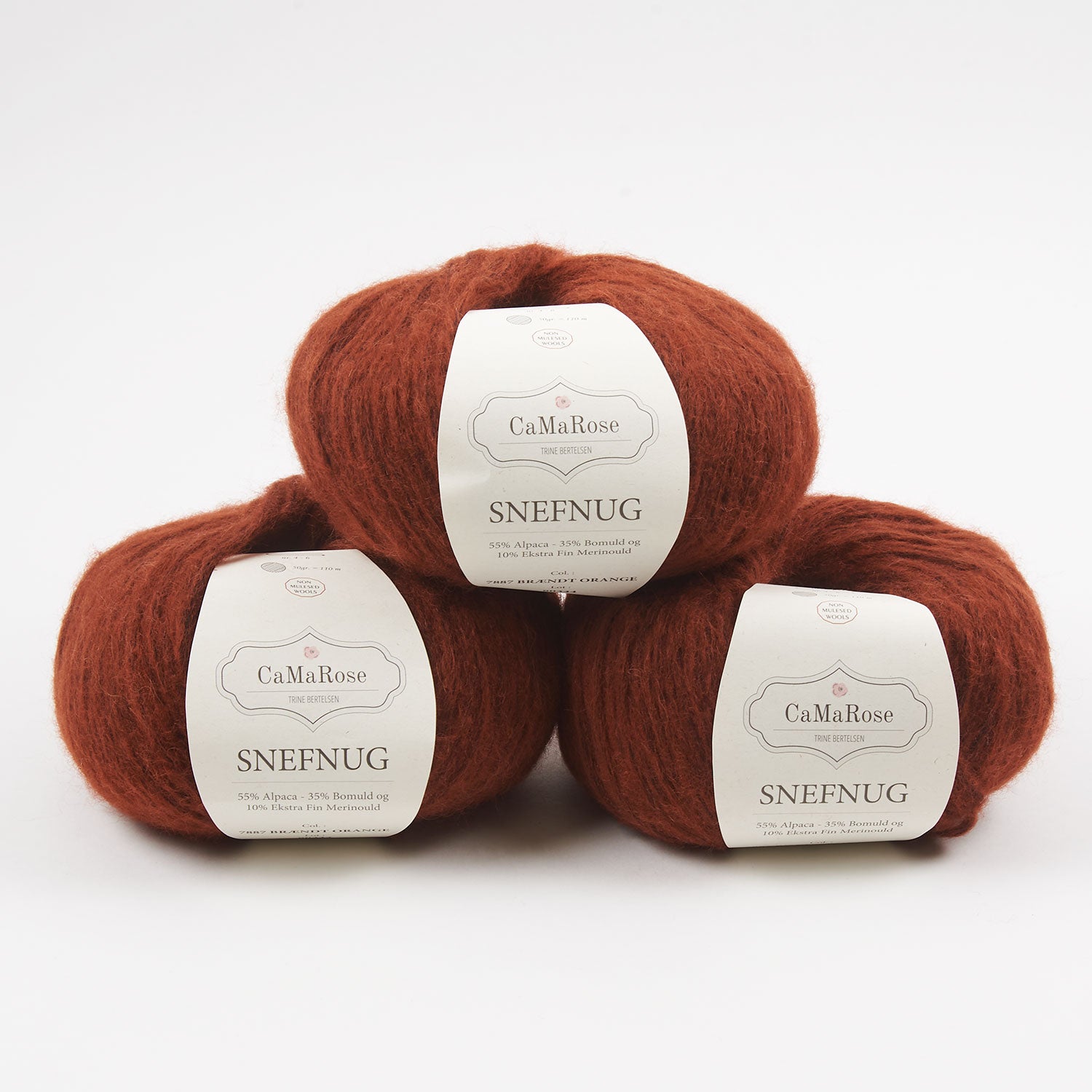 CaMaRose SNEFNUG - BRÆNDT ORANGE Alpaca Cotton Merino wool Aran red Yarn