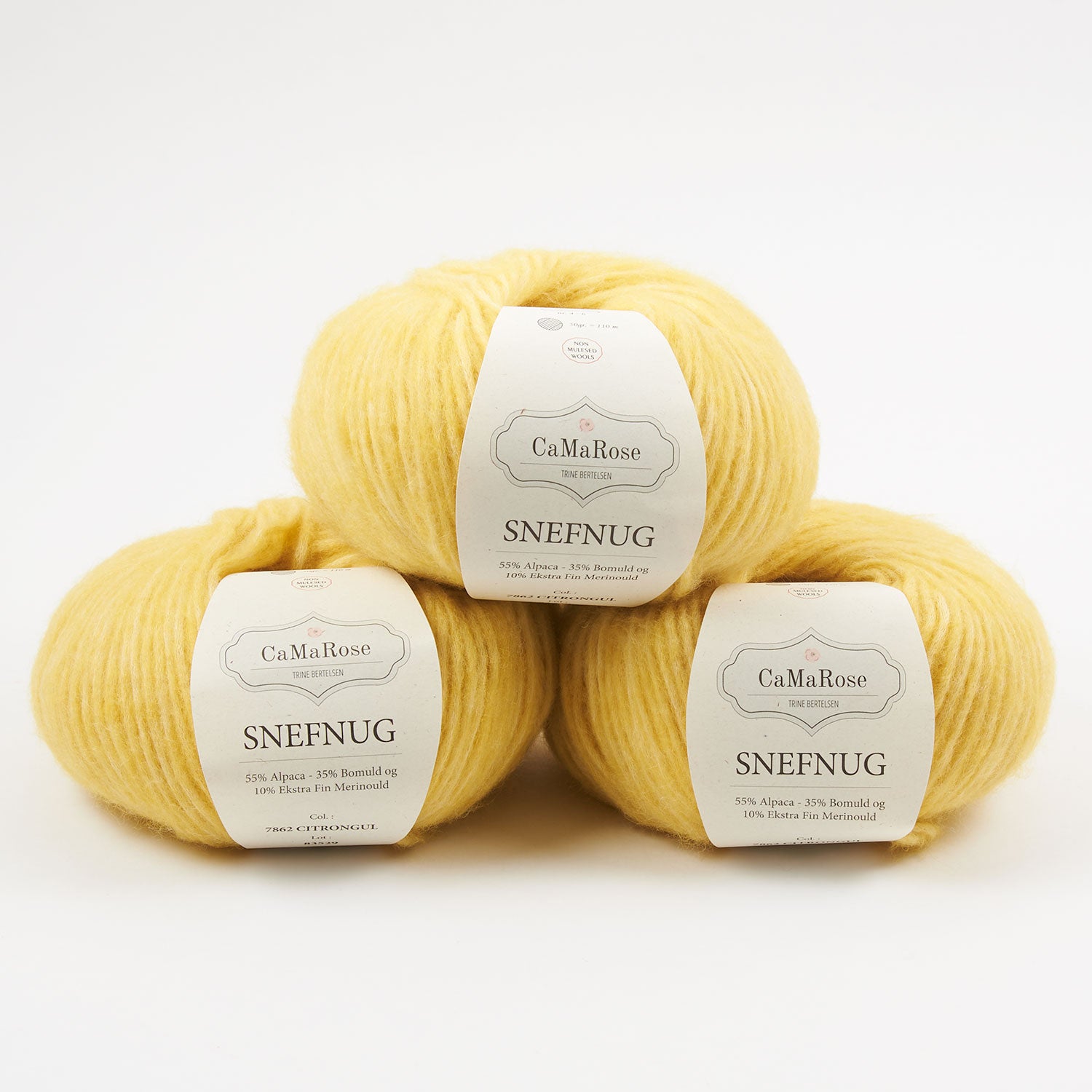CaMaRose SNEFNUG - CITRONGUL Alpaca Cotton Merino wool Aran yellow Yarn