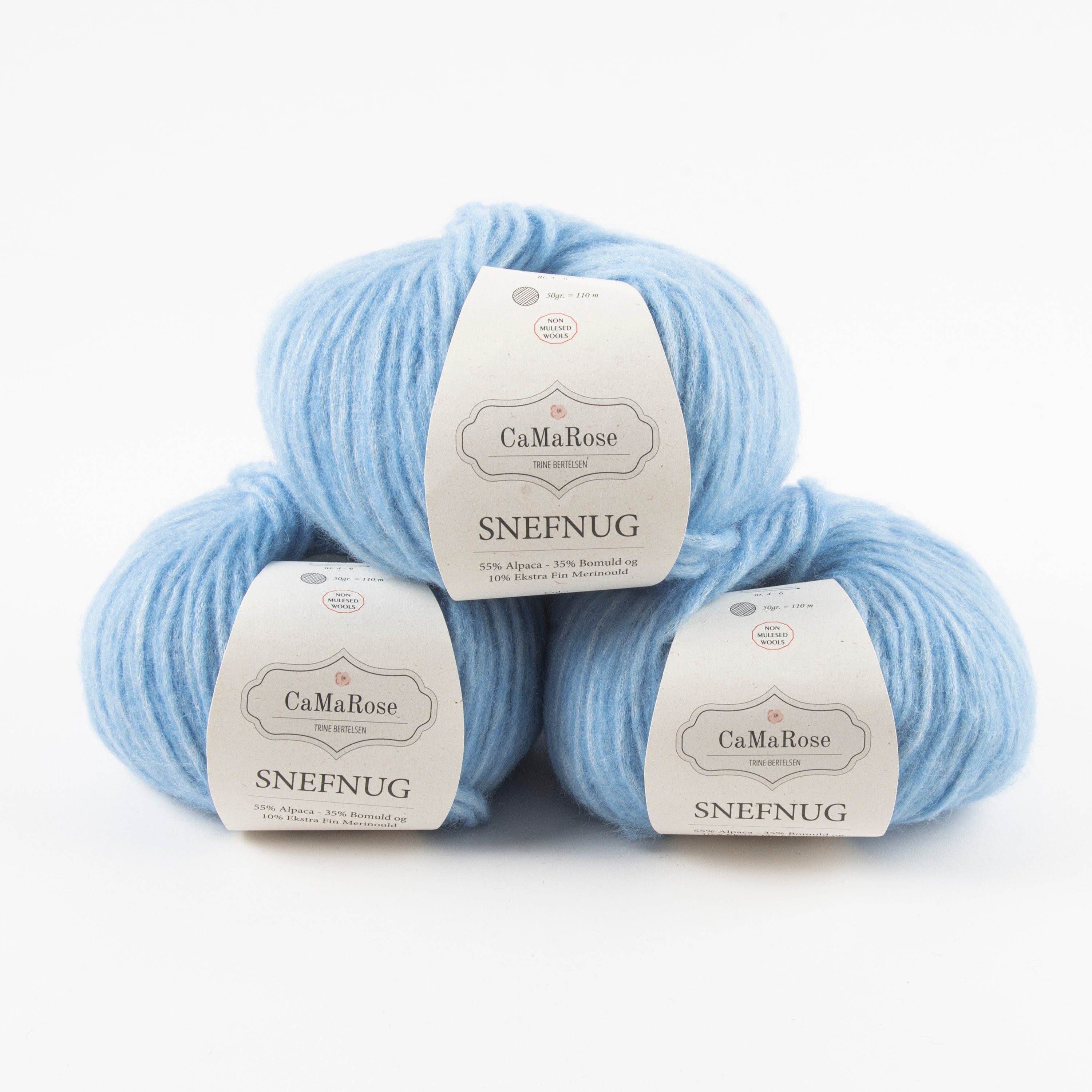 CaMaRose SNEFNUG - DUE BLÅ Alpaca Cotton Merino wool Aran blue Yarn