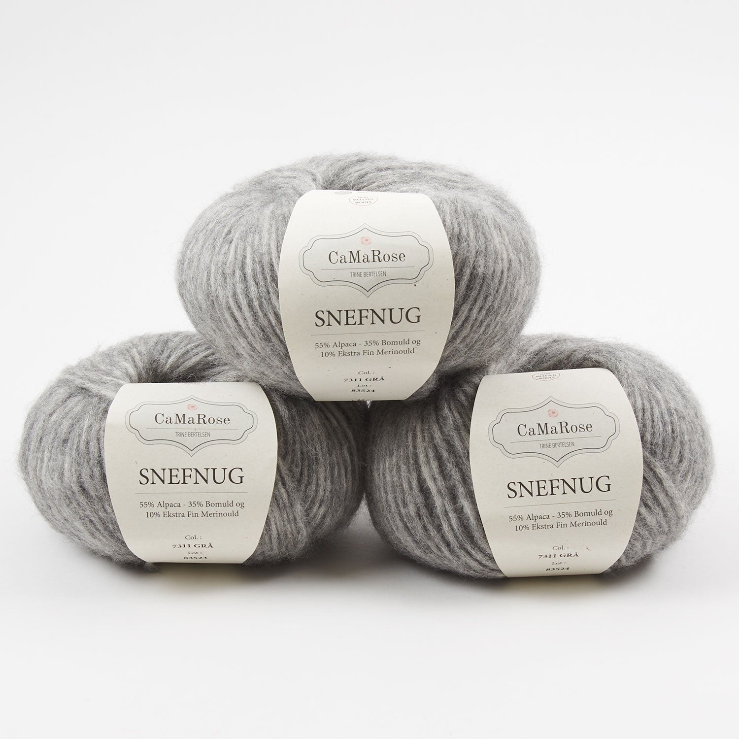 CaMaRose SNEFNUG - GRÅ Alpaca Cotton Merino wool Aran grey Yarn