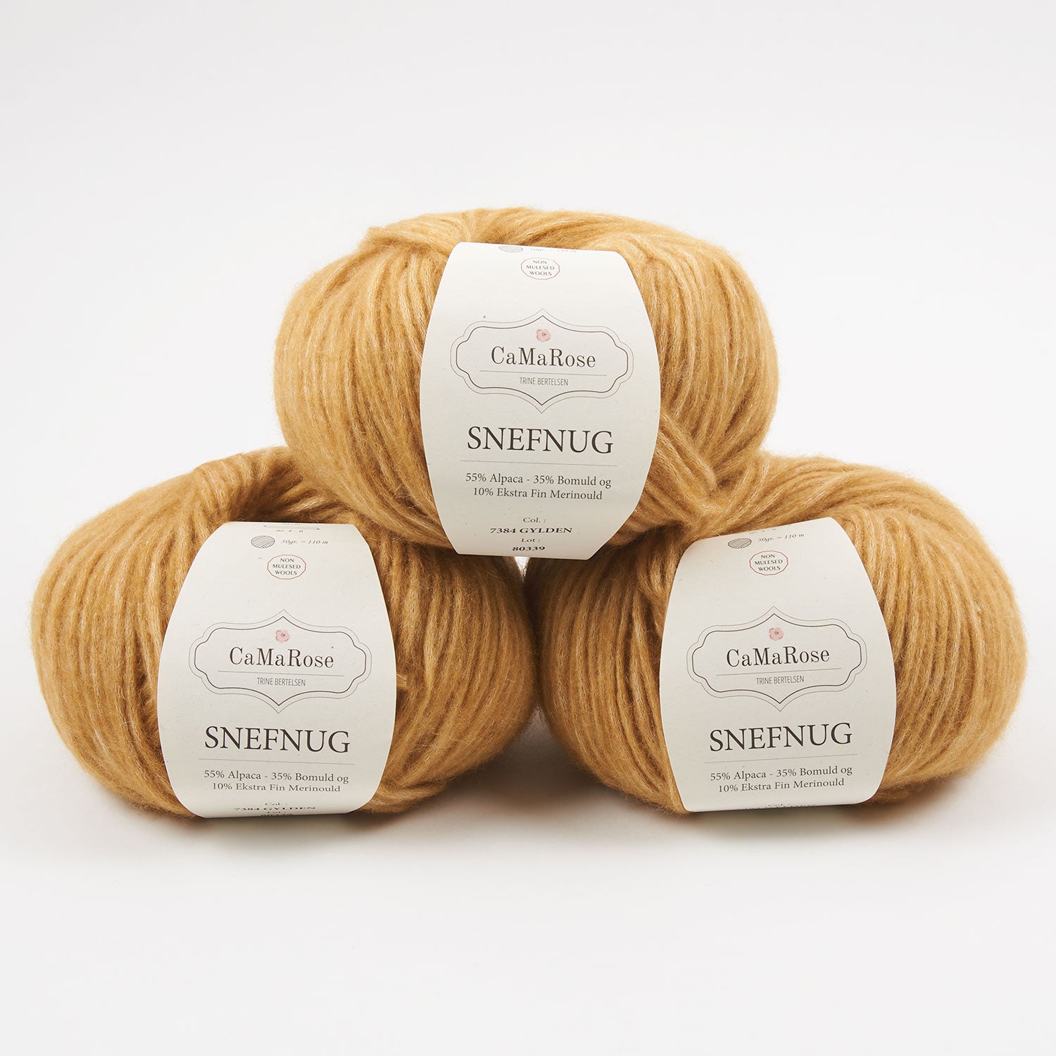 CaMaRose SNEFNUG - GYLDEN Alpaca Cotton Merino wool Aran yellow Yarn