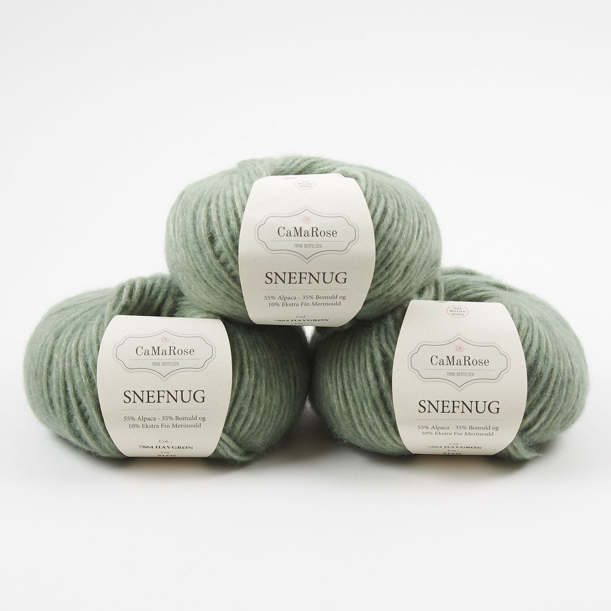 CaMaRose SNEFNUG - HAVGRØN Alpaca Cotton Merino wool Aran green Yarn