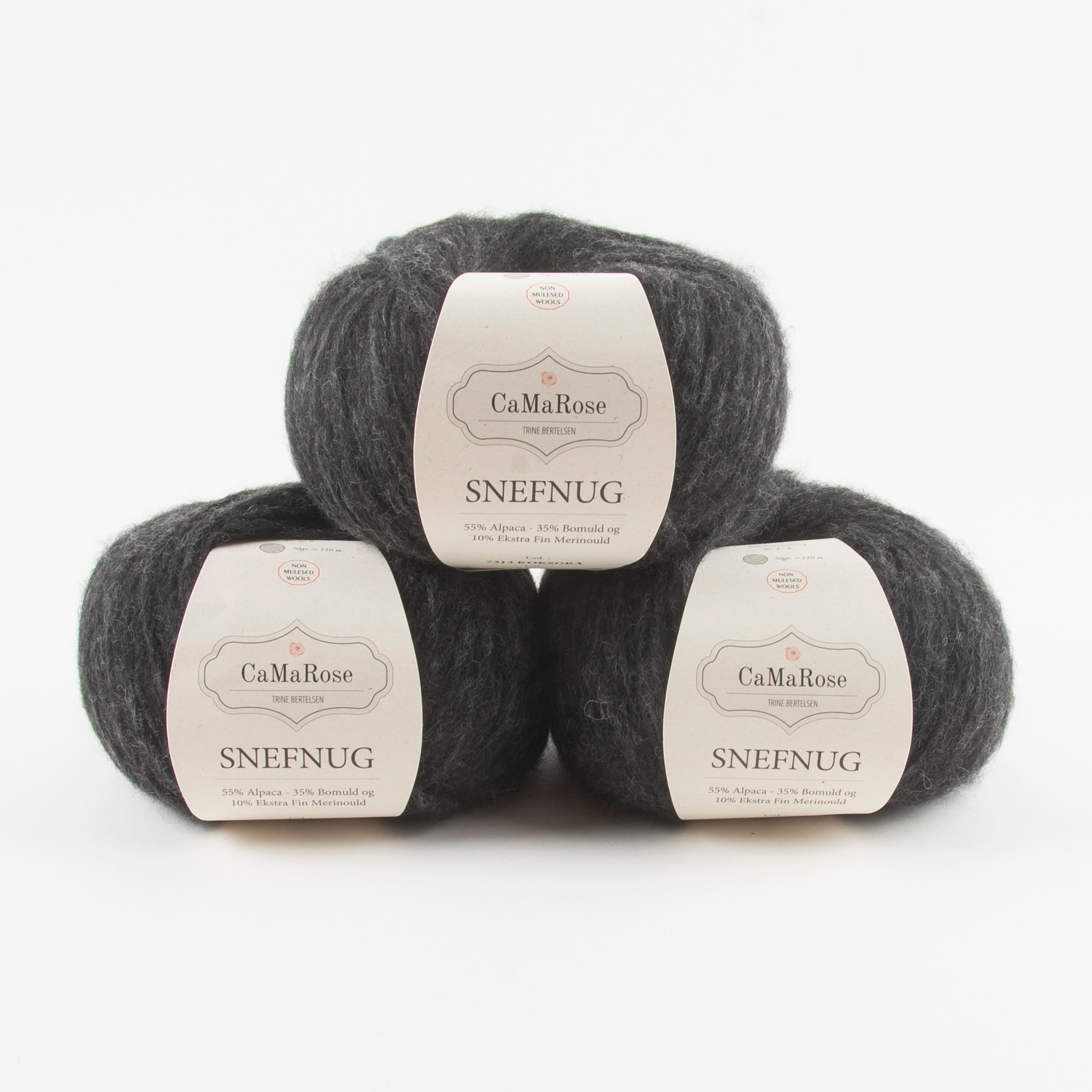 CaMaRose SNEFNUG - KOKSGRÅ Alpaca Cotton Merino wool Aran grey Yarn