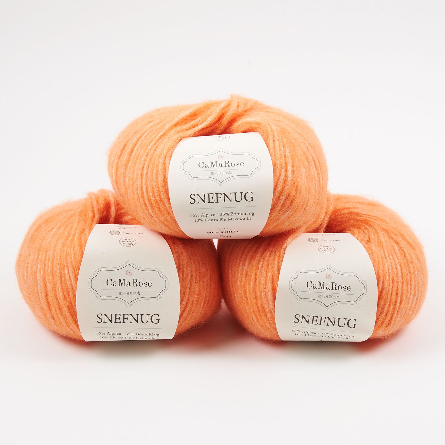 CaMaRose SNEFNUG - KORAL Alpaca Cotton Merino wool Aran coral orange Yarn
