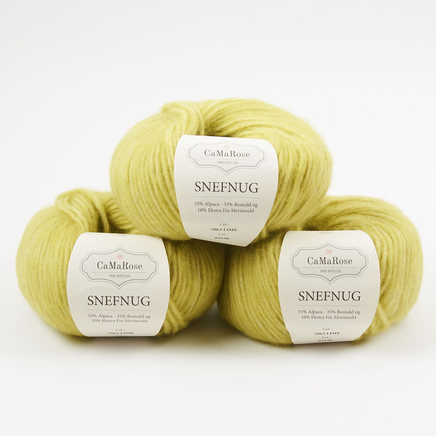 CaMaRose SNEFNUG - LIME Alpaca Cotton Merino wool Aran yellow green Yarn