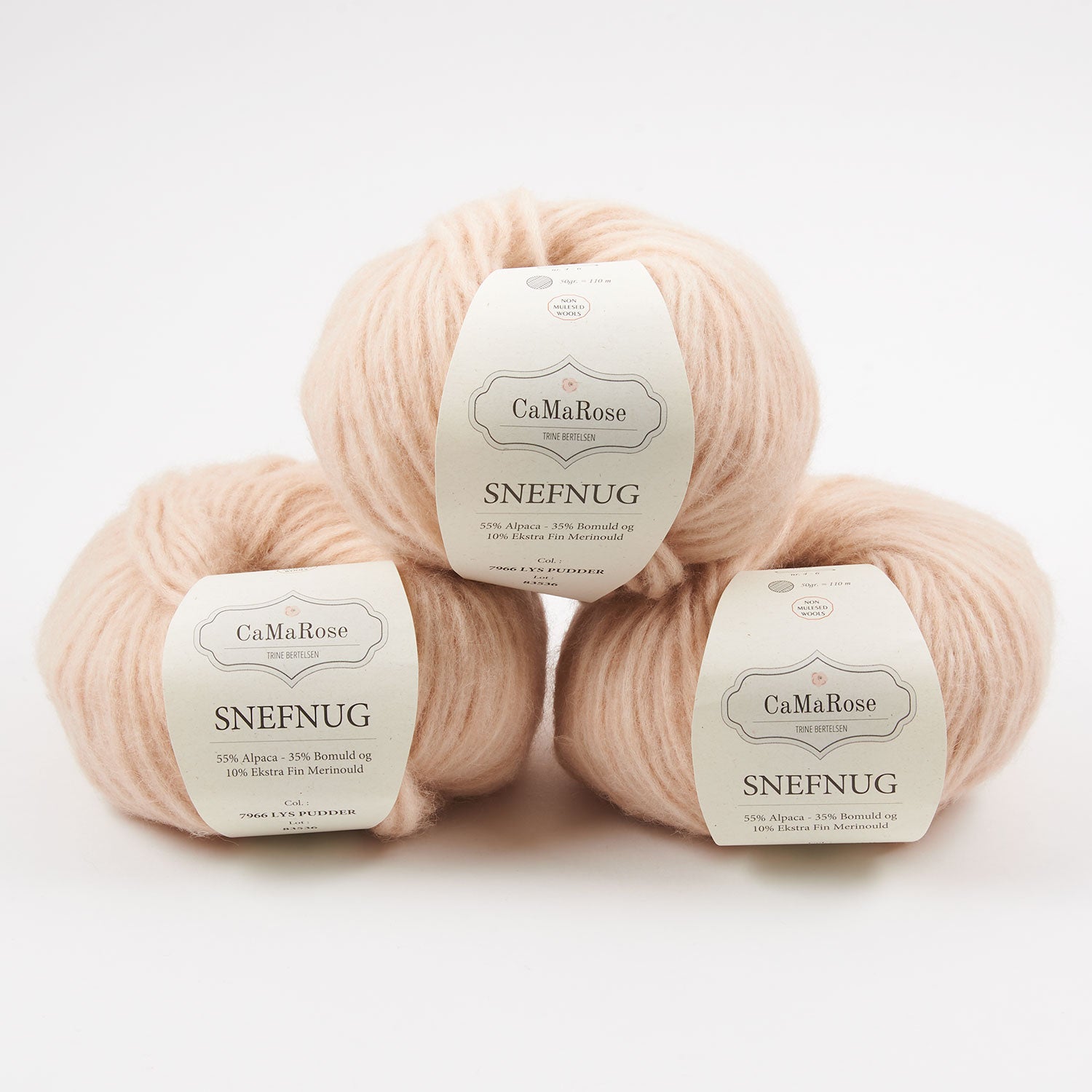 CaMaRose SNEFNUG - LYS PUDDER Alpaca Cotton Merino wool Aran peach Yarn