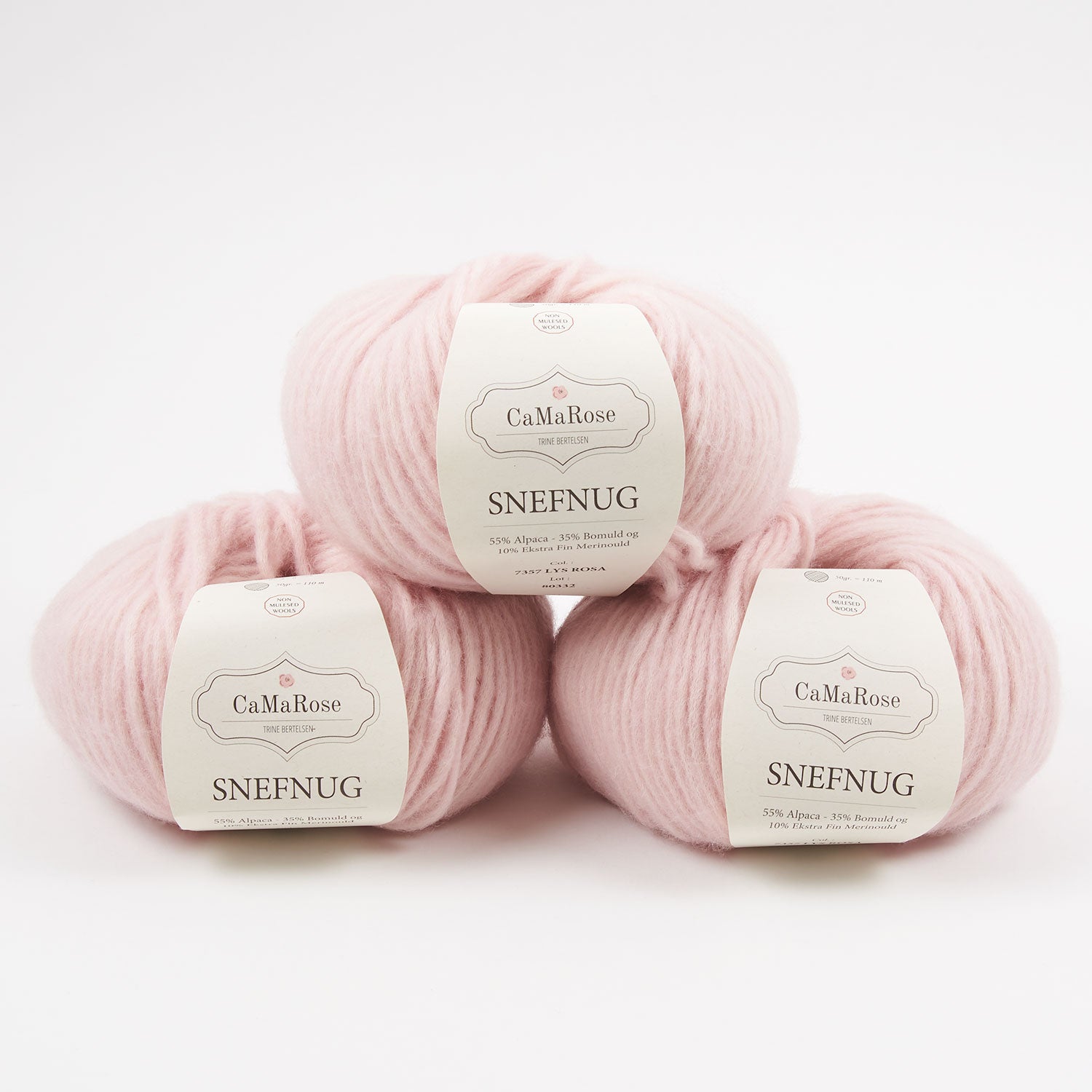 CaMaRose SNEFNUG - LYS ROSA Alpaca Cotton Merino wool Aran pink Yarn