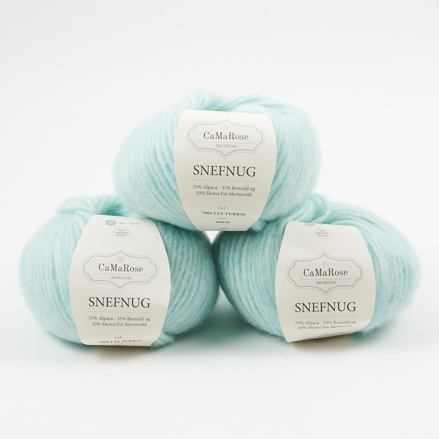 CaMaRose SNEFNUG - LYS TURKIS Alpaca Cotton Merino wool Aran turquoise blue Yarn