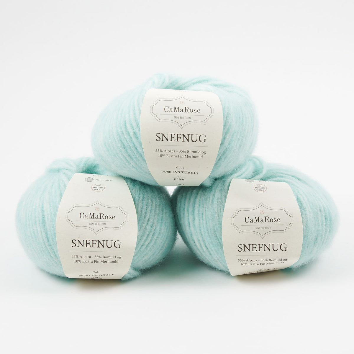 CaMaRose SNEFNUG - LYS TURKIS Alpaca Cotton Merino wool Aran turquoise blue Yarn